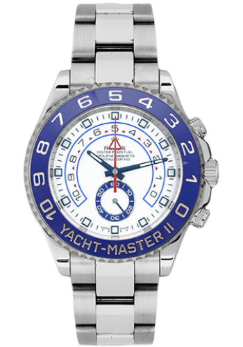 Rolex Steel Yacht-Master II 44 Watch - Matt White Dial with Blue Hands