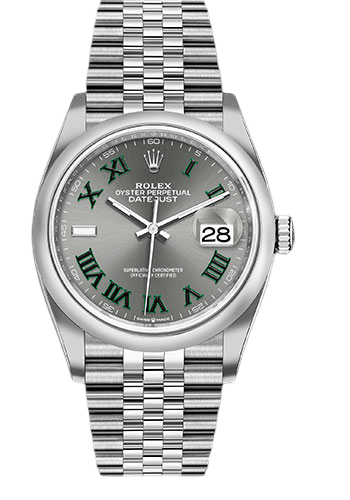 Rolex Oystersteel Datejust 36 Watch - Domed Bezel - Slate Roman Dial - Jubilee Bracelet