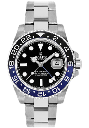 Rolex Steel GMT-Master II 40 Watch - Black And Blue Batman Bezel - Black Dial - Oyster Bracelet