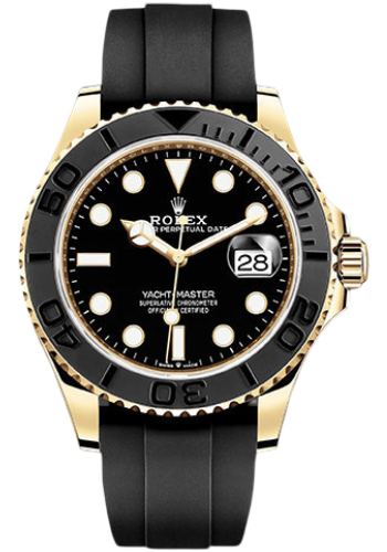 Rolex Yellow Gold Yacht-Master 42 Watch - Black Dial - Oysterflex Strap