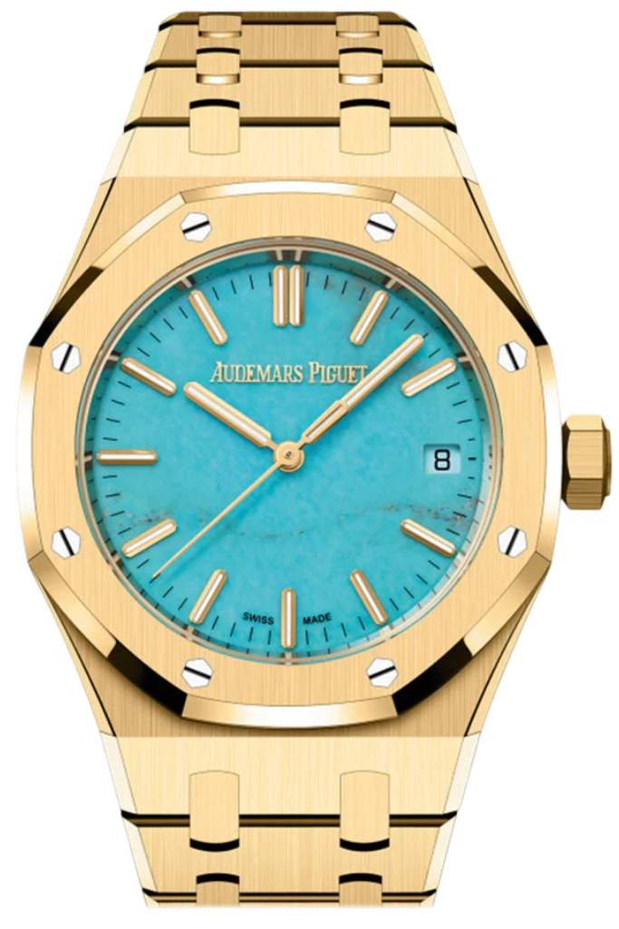 Audemars Piguet Royal Oak Yellow Gold Turquoise Dial Watch 15550BA.OO.1356BA.01