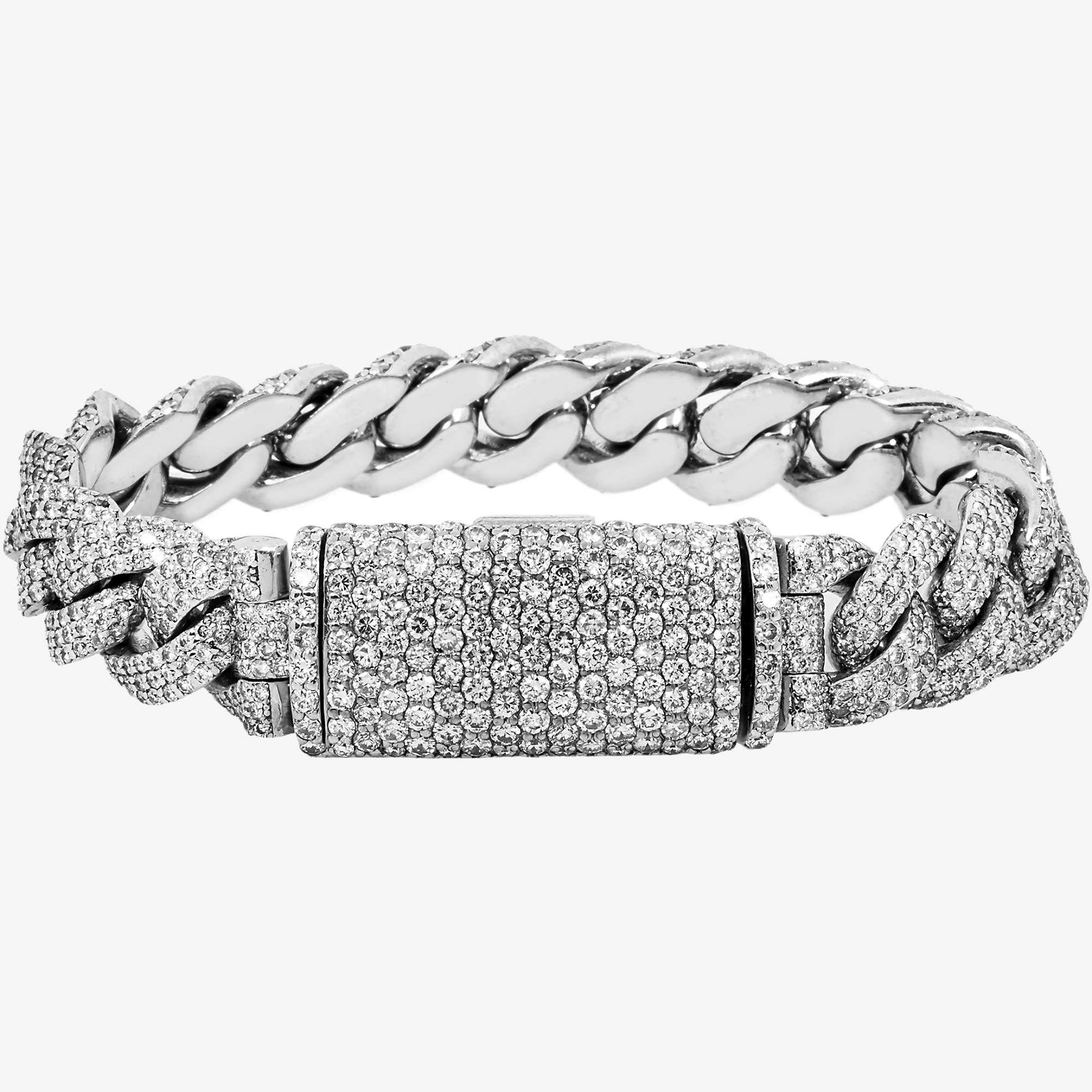 14K White GOLD 7.5" / 14.5MM CUBAN BRACELET WITH 18CT DIAMONDS