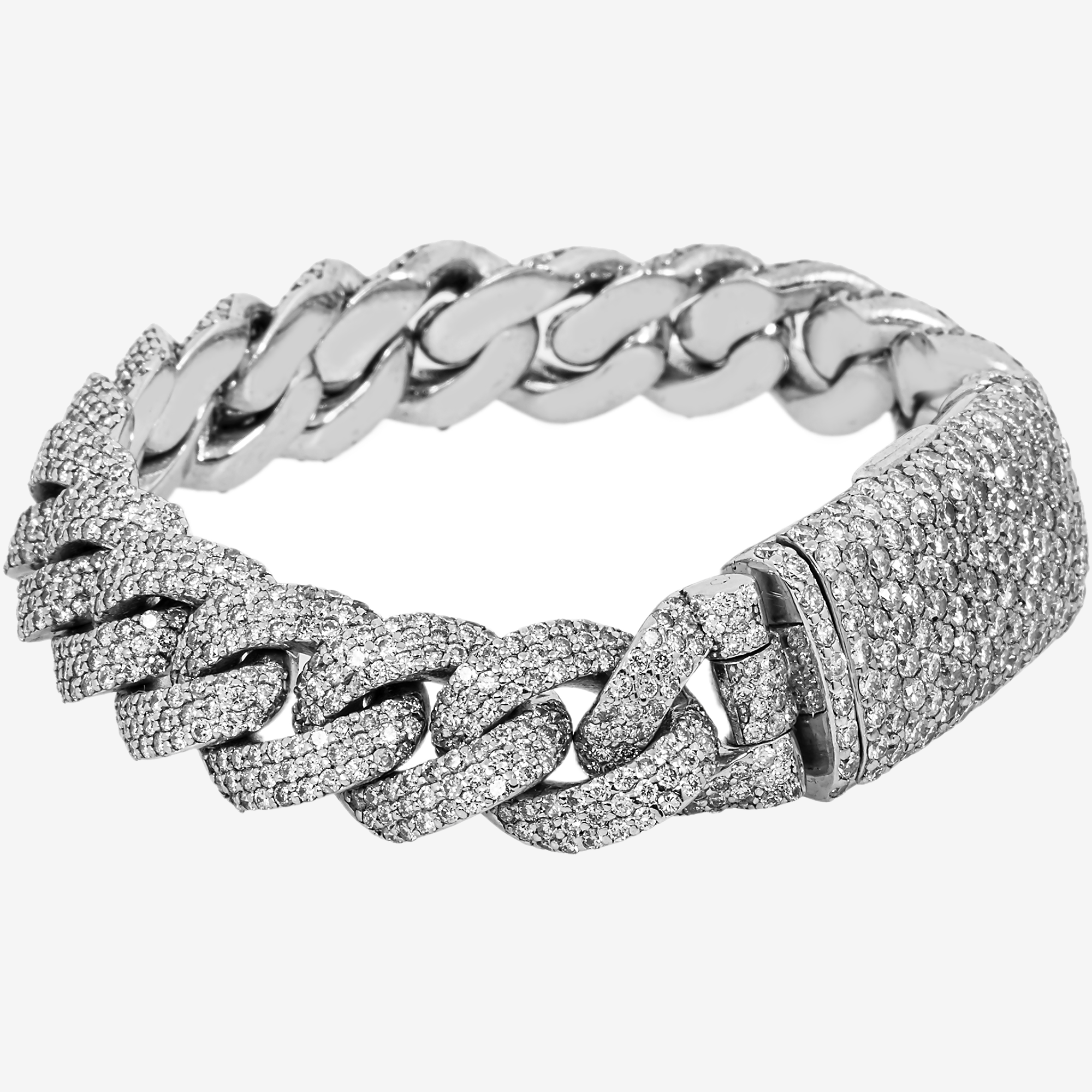 14K White GOLD 7.5" / 14.5MM CUBAN BRACELET WITH 18CT DIAMONDS