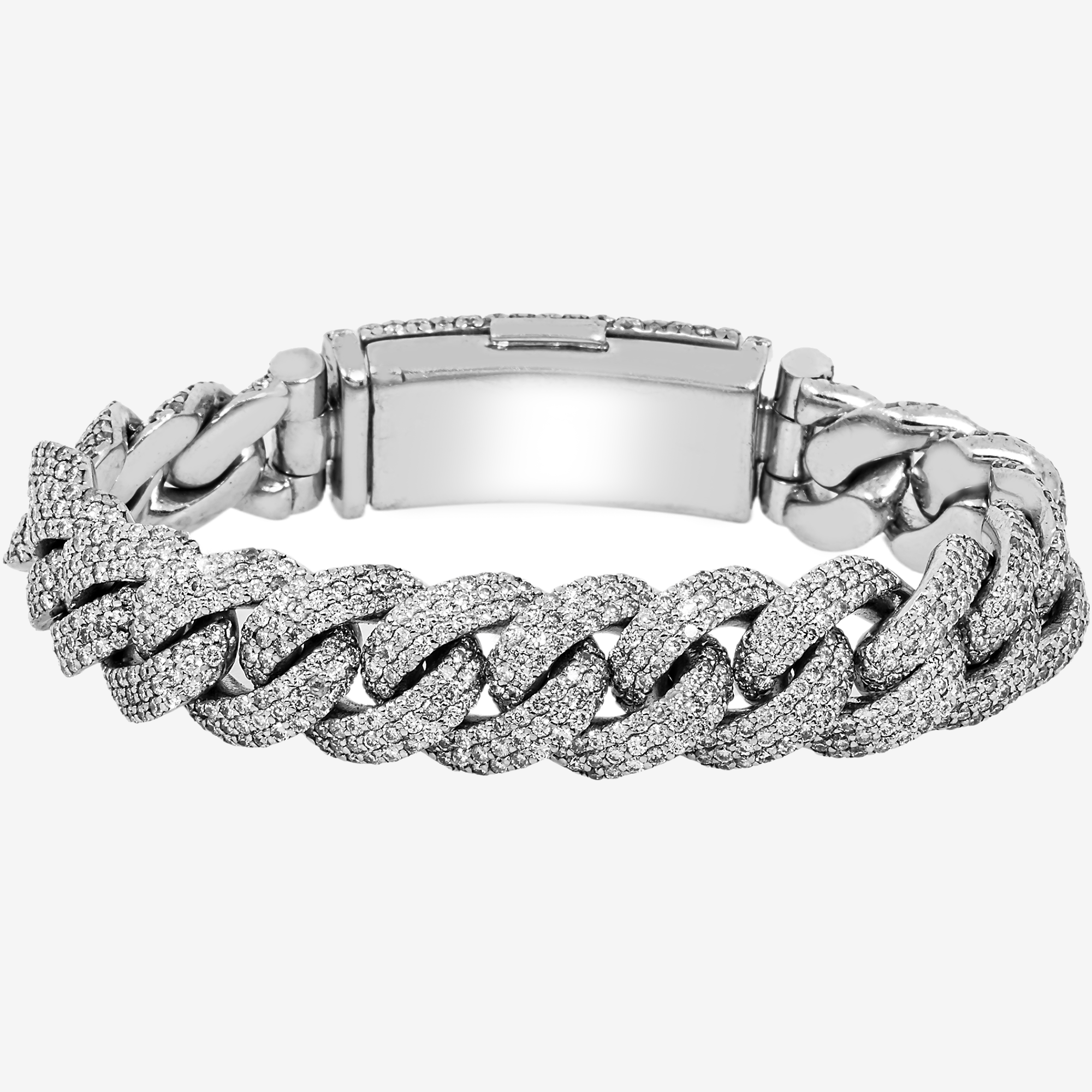 14K White GOLD 7.5" / 14.5MM CUBAN BRACELET WITH 18CT DIAMONDS