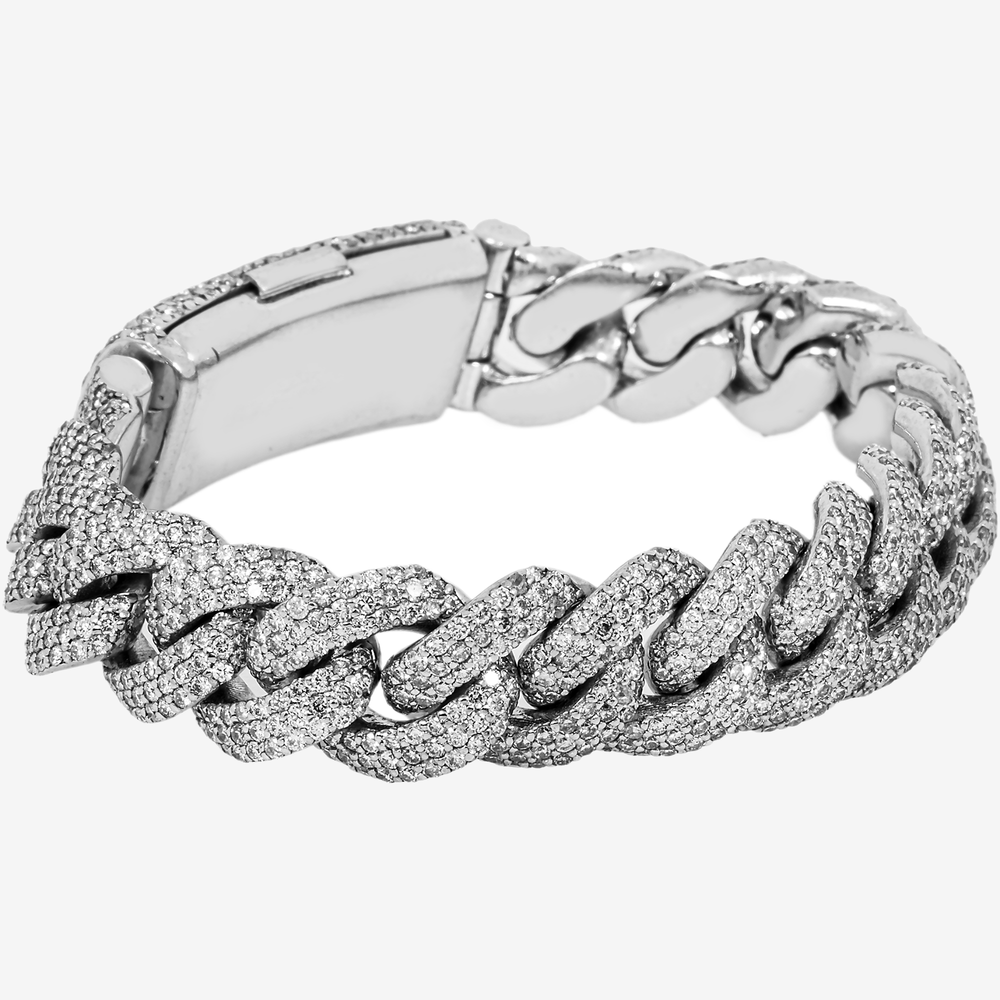 14K White GOLD 7.5" / 14.5MM CUBAN BRACELET WITH 18CT DIAMONDS
