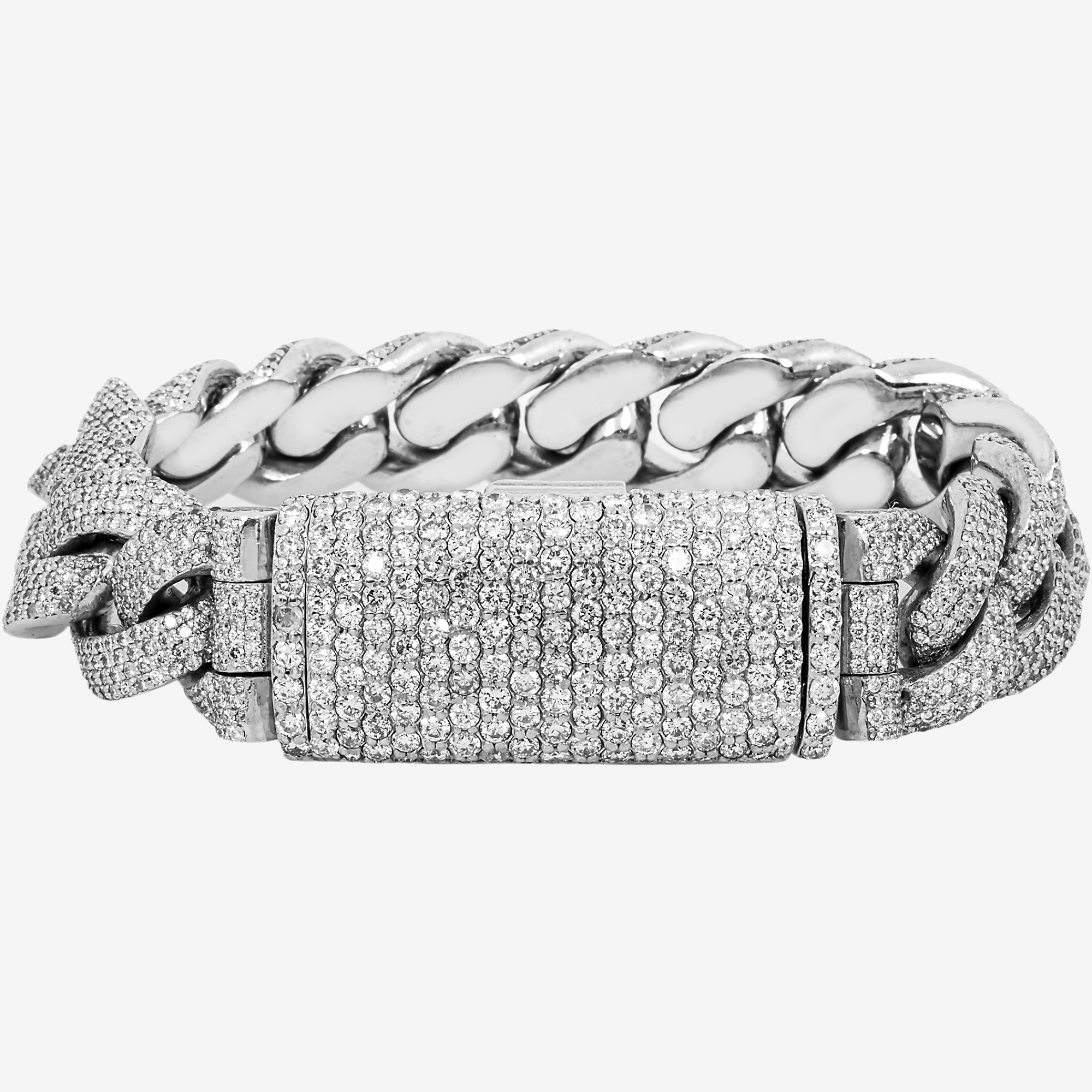 14K White GOLD 7.25" / 15.5MM CUBAN BRACELET WITH 23CT DIAMONDS