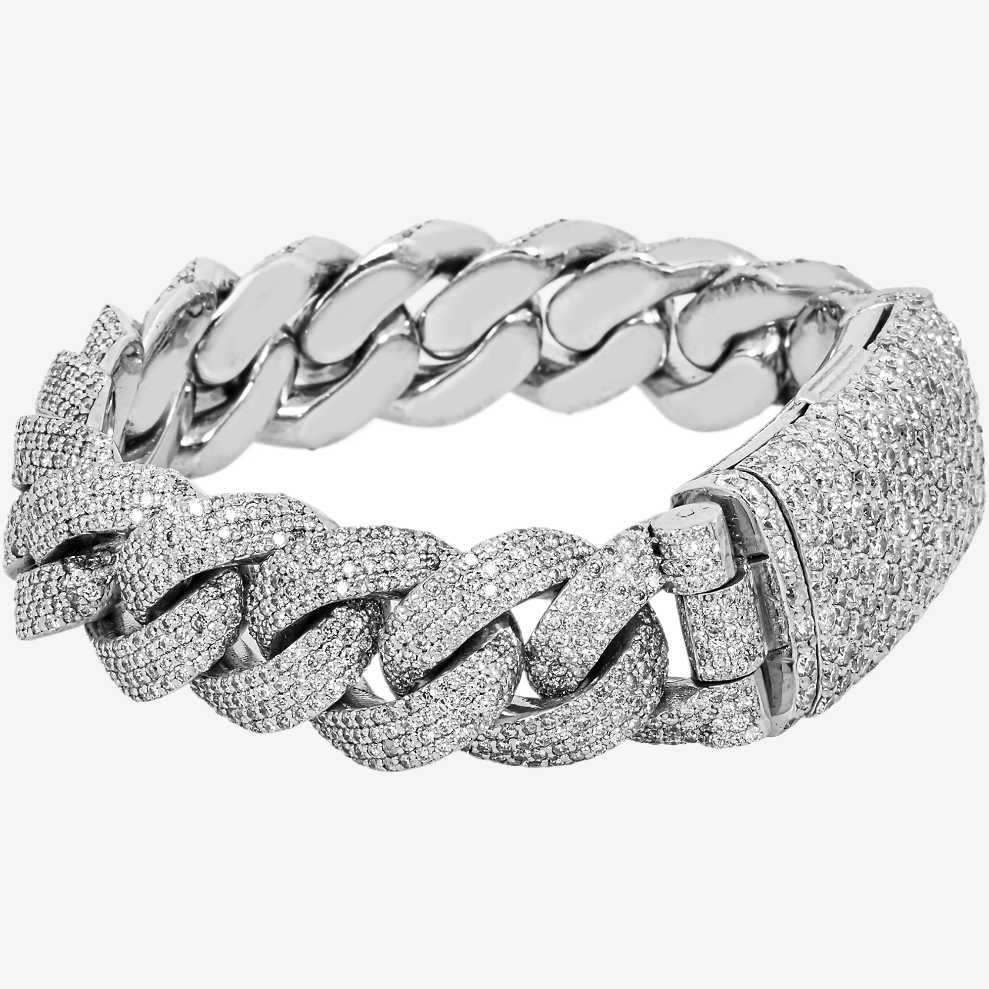 14K White GOLD 7.25" / 15.5MM CUBAN BRACELET WITH 23CT DIAMONDS