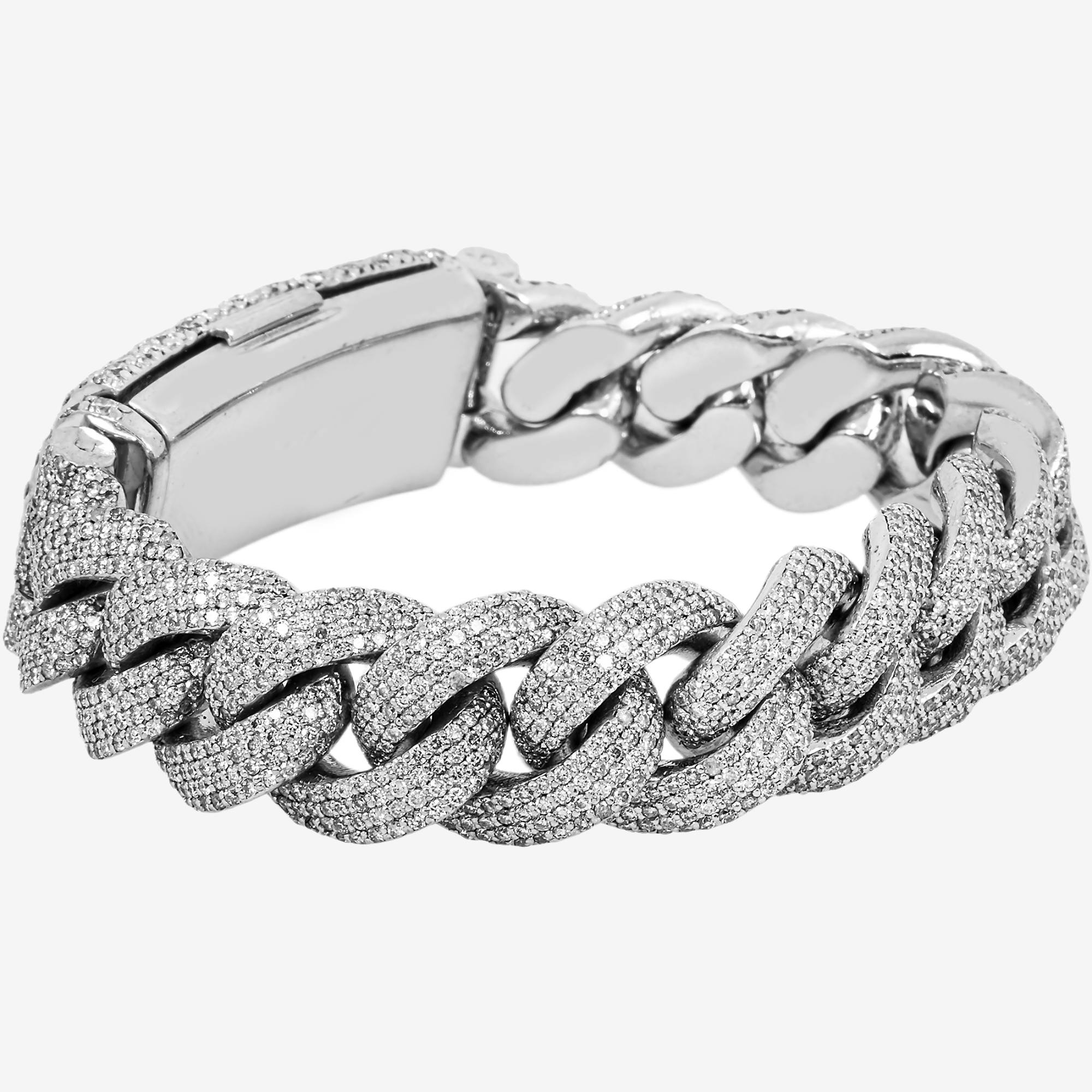 14K White GOLD 7.25" / 15.5MM CUBAN BRACELET WITH 23CT DIAMONDS