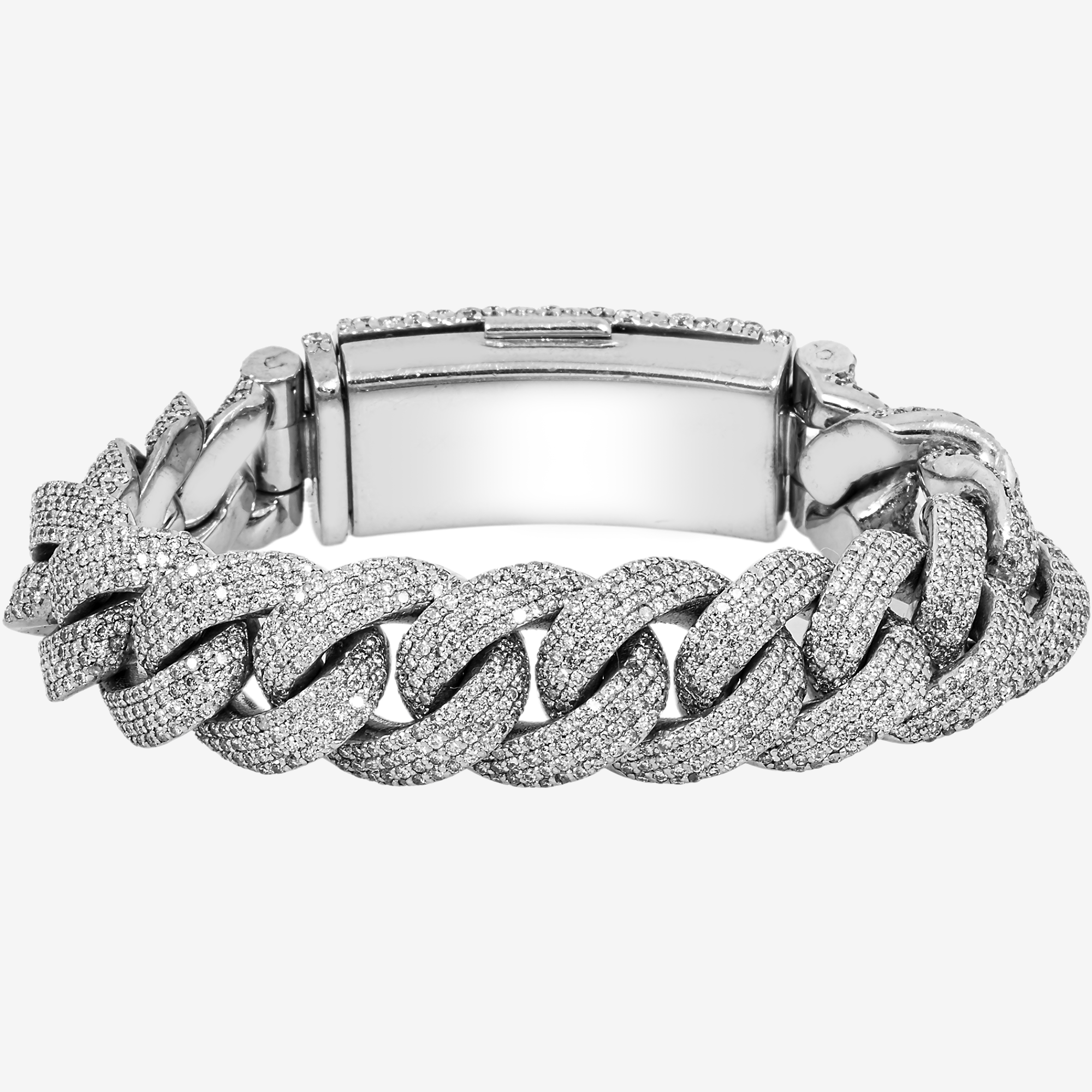 14K White GOLD 7.25" / 15.5MM CUBAN BRACELET WITH 23CT DIAMONDS