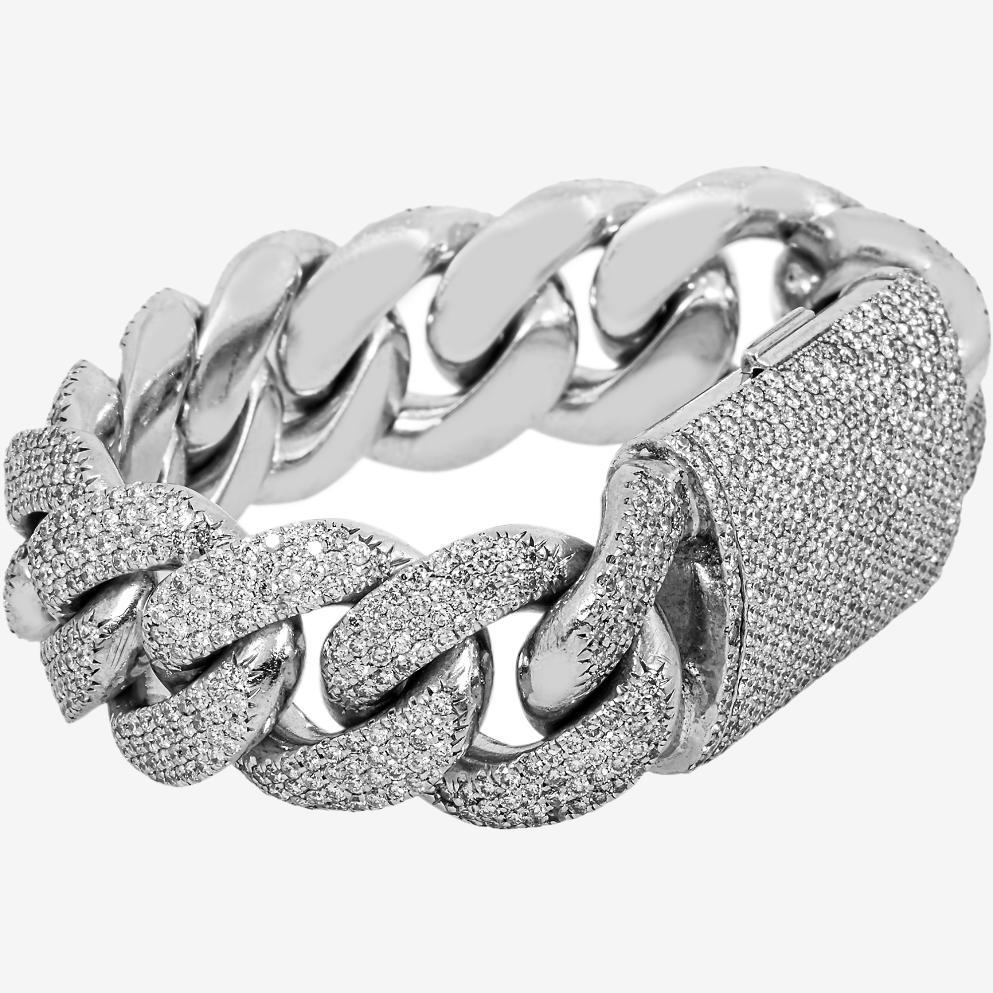 10K White GOLD 7" / 19.5MM CUBAN BRACELET WITH 25CT DIAMONDS