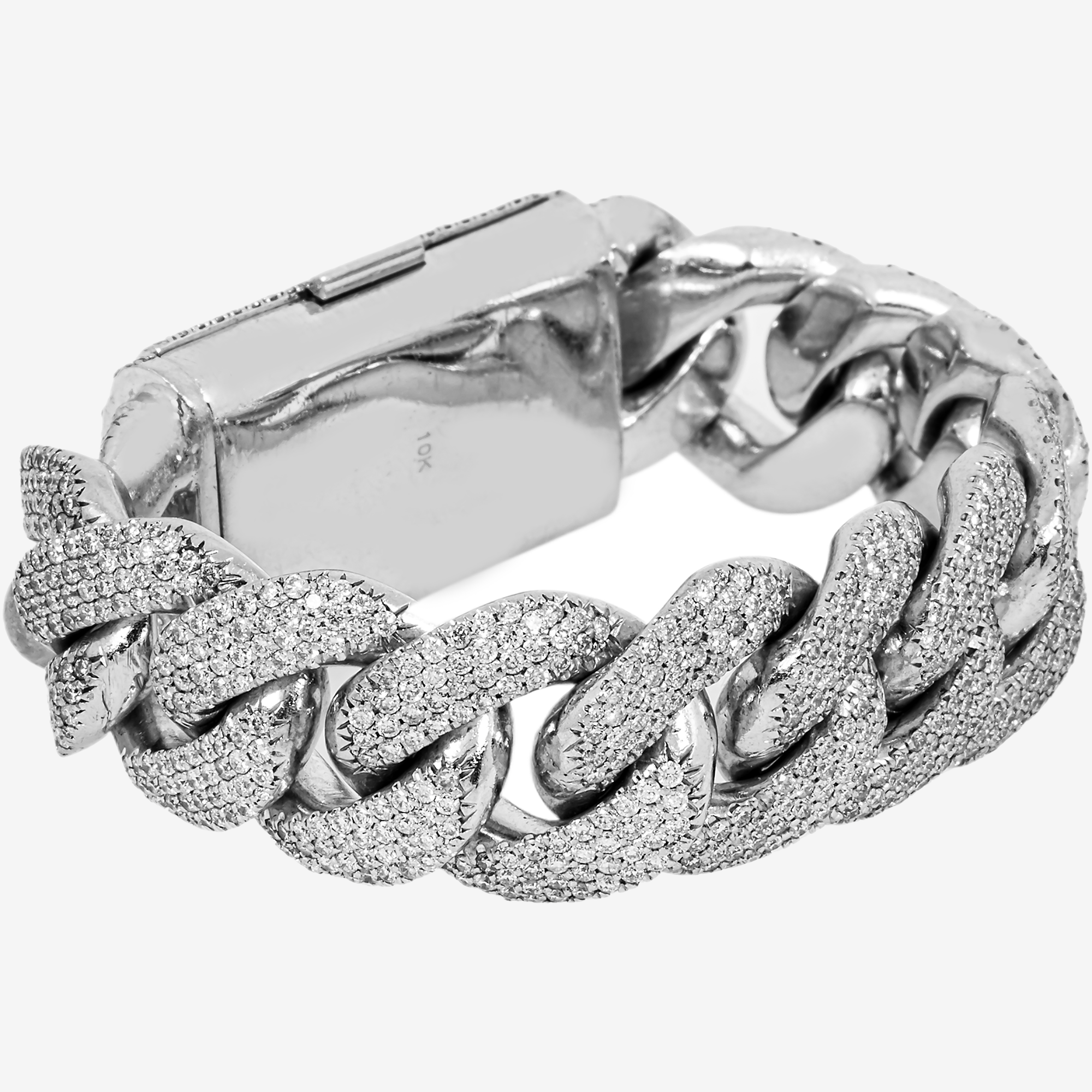 10K White GOLD 7" / 19.5MM CUBAN BRACELET WITH 25CT DIAMONDS