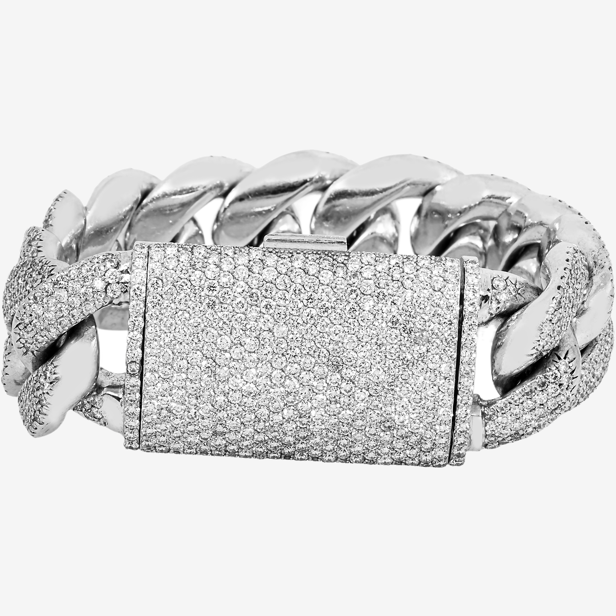 10K White GOLD 7" / 19.5MM CUBAN BRACELET WITH 25CT DIAMONDS