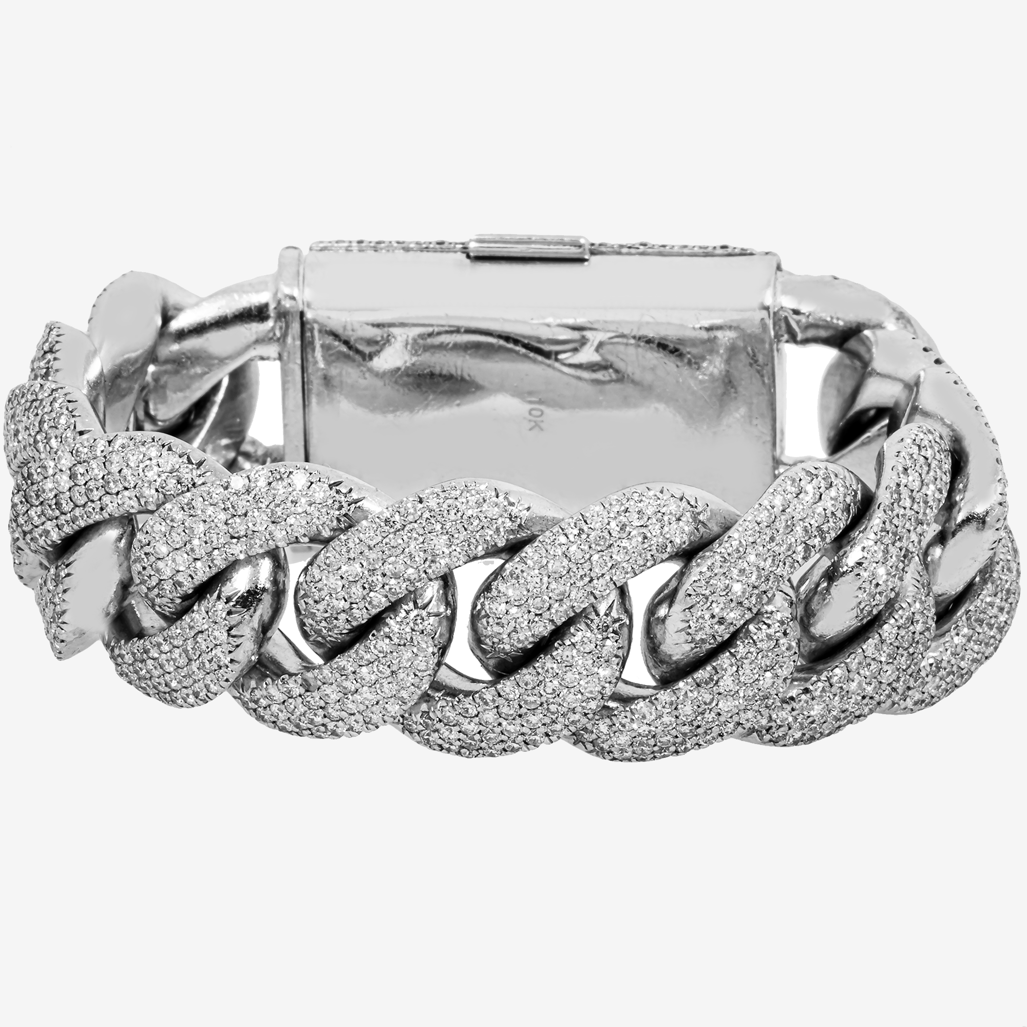 10K White GOLD 7" / 19.5MM CUBAN BRACELET WITH 25CT DIAMONDS