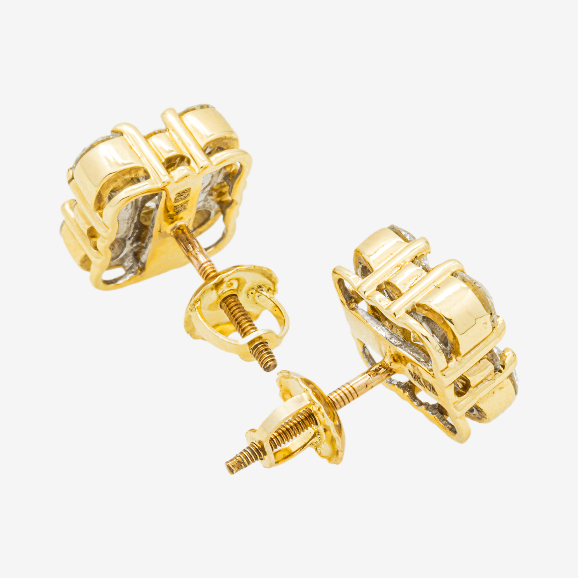 YELLOW 3CT DIAMOND SQUARE CLUSTER EARRINGS