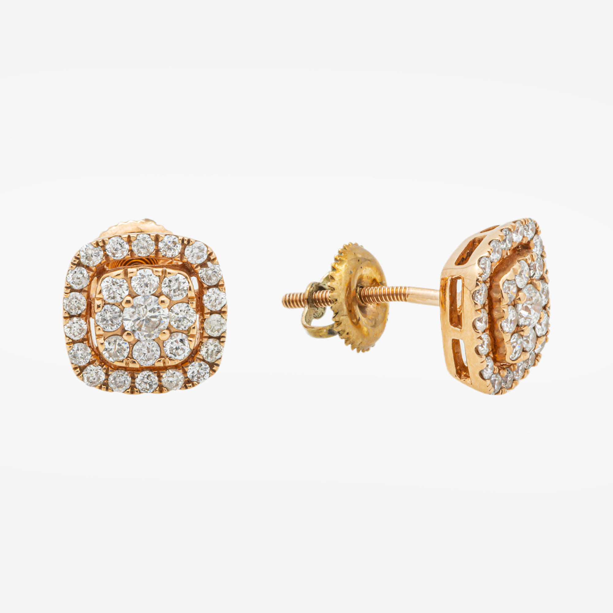 ROSE .82CT DIAMOND SQUARE EARRINGS