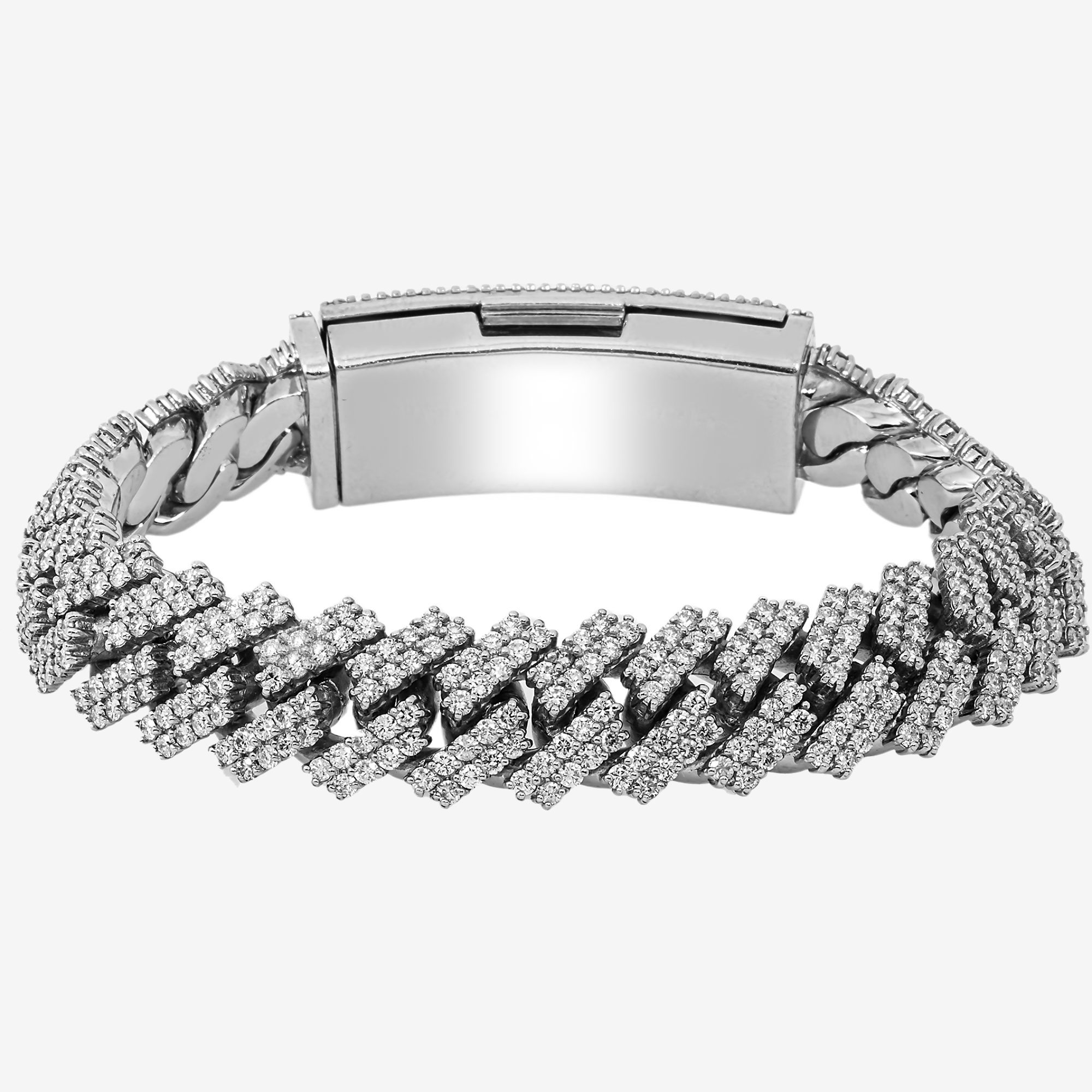 14K WHITE GOLD 8" / 15MM PRONG SET CUBAN BRACELET WITH 15.74 CT DIAMONDS