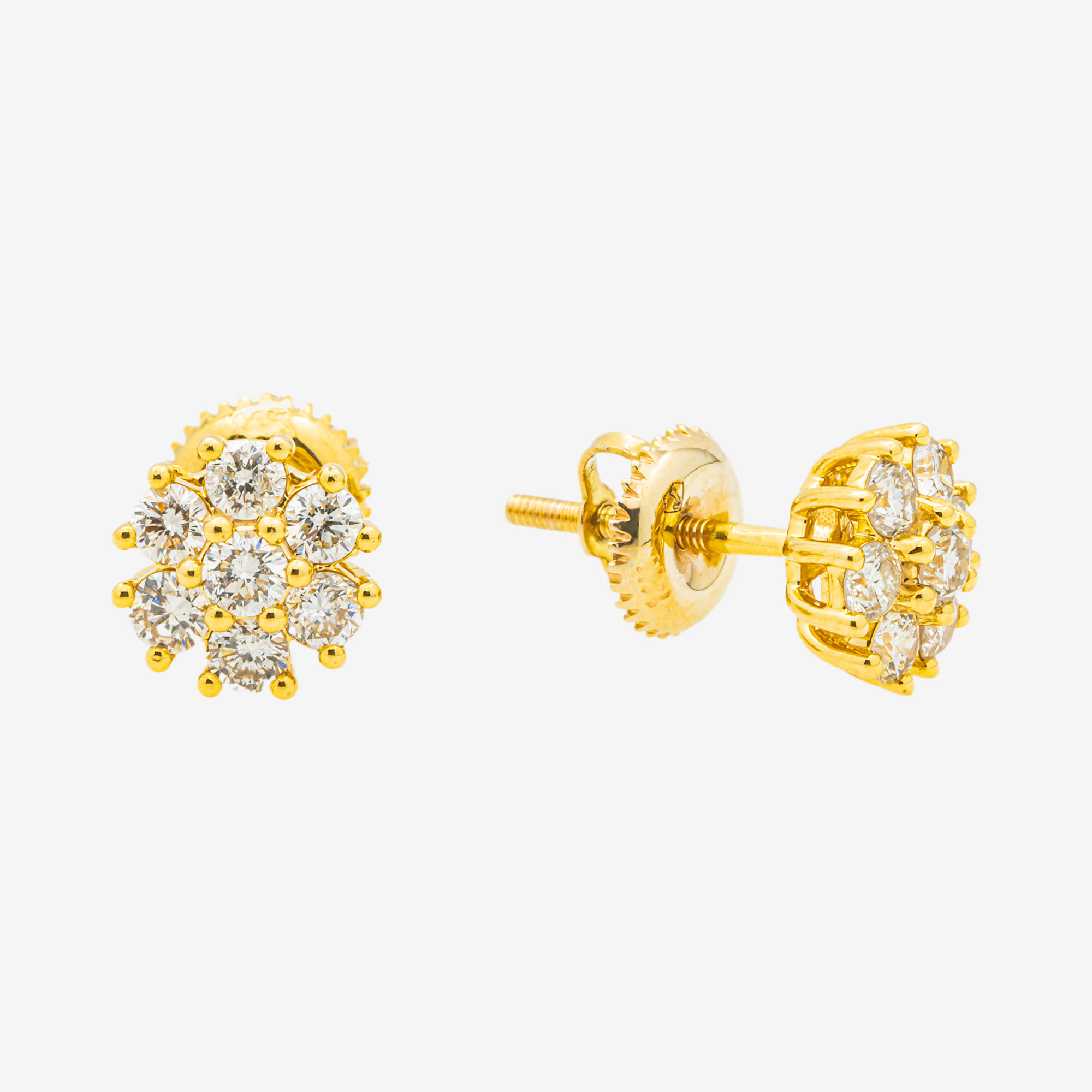 YELLOW .8CT DIAMOND CLUSTER EARRINGS