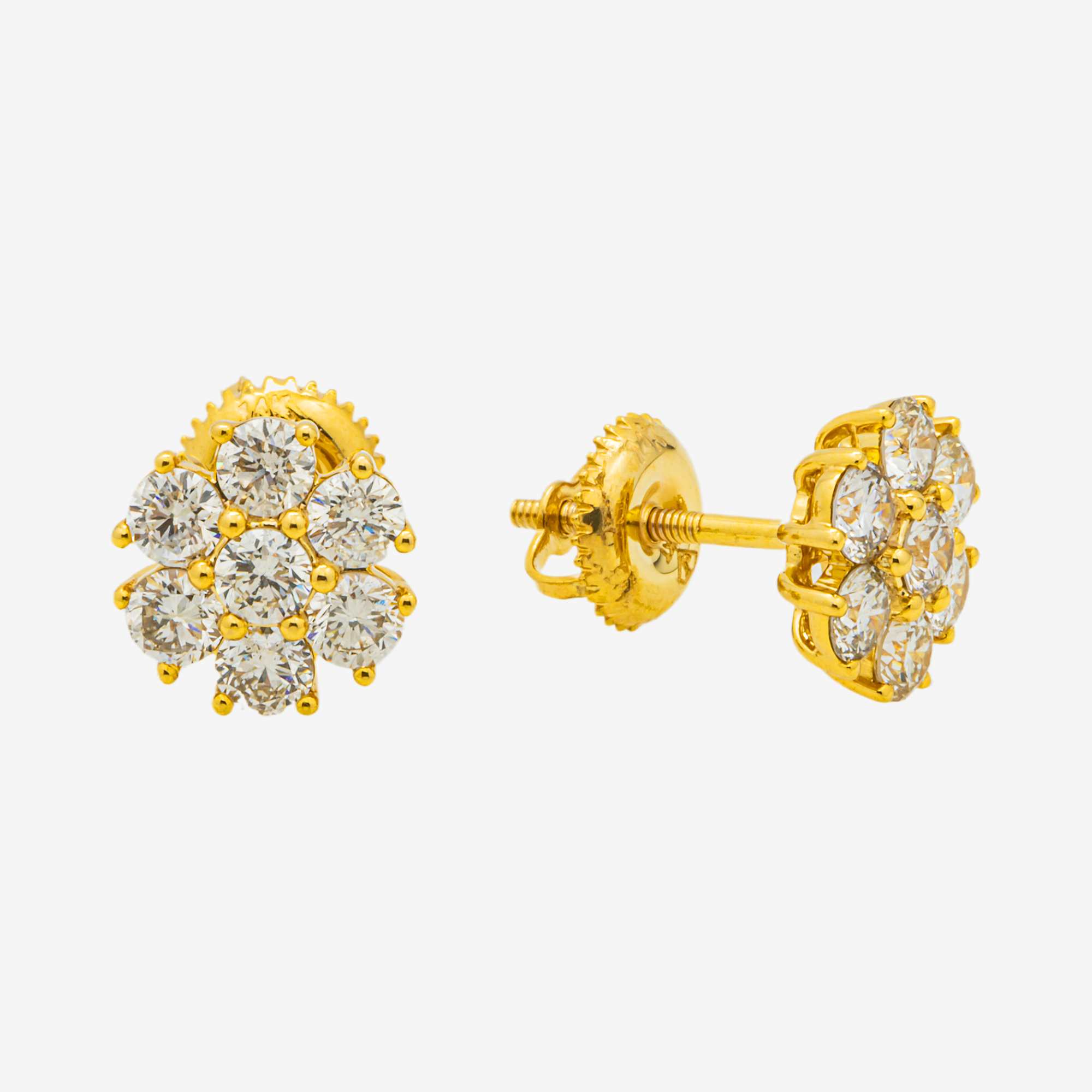 YELLOW 1.4CT DIAMOND CLUSTER EARRINGS
