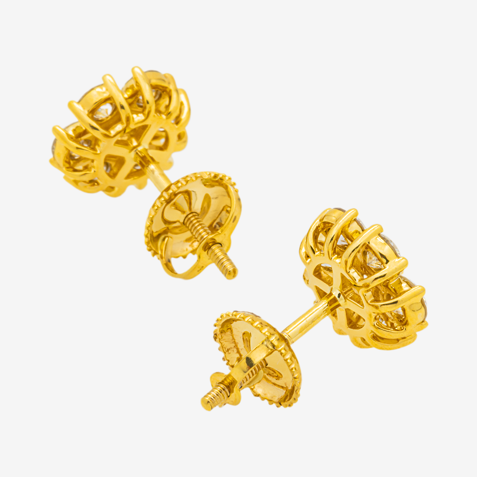 YELLOW 1.4CT DIAMOND CLUSTER EARRINGS