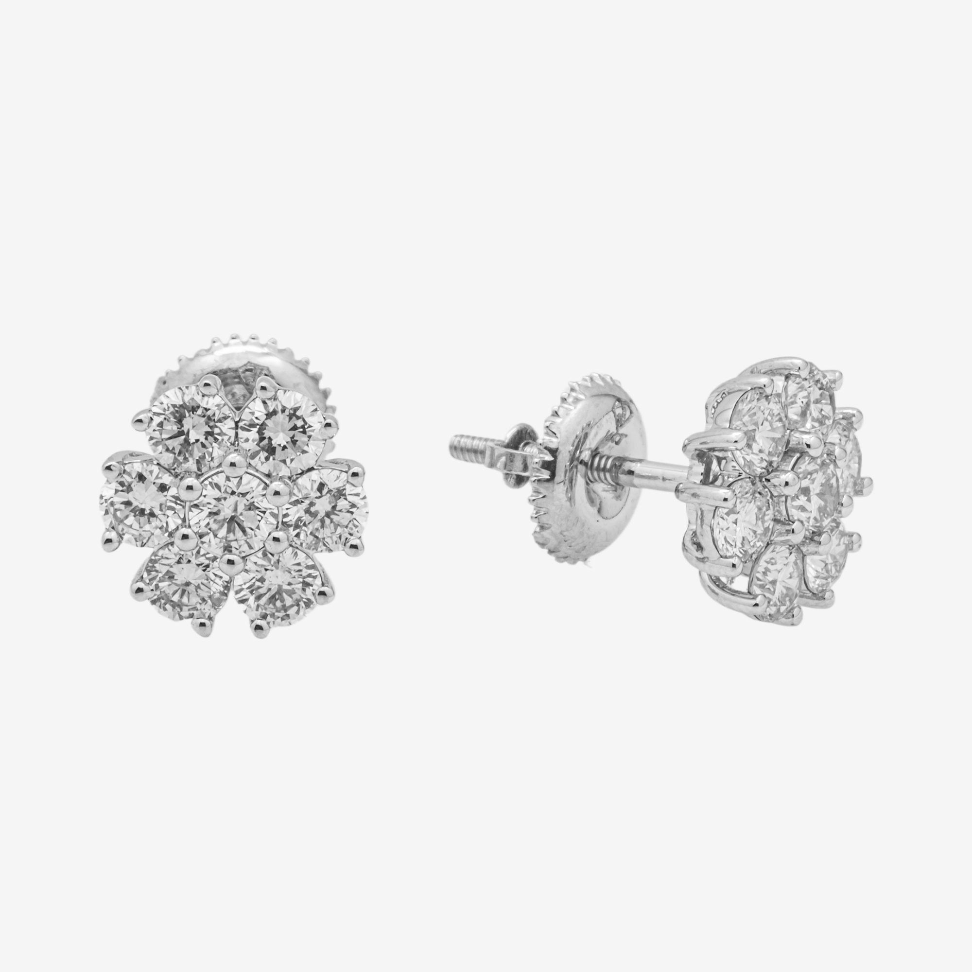 WHITE 1.4CT DIAMOND CLUSTER EARRINGS
