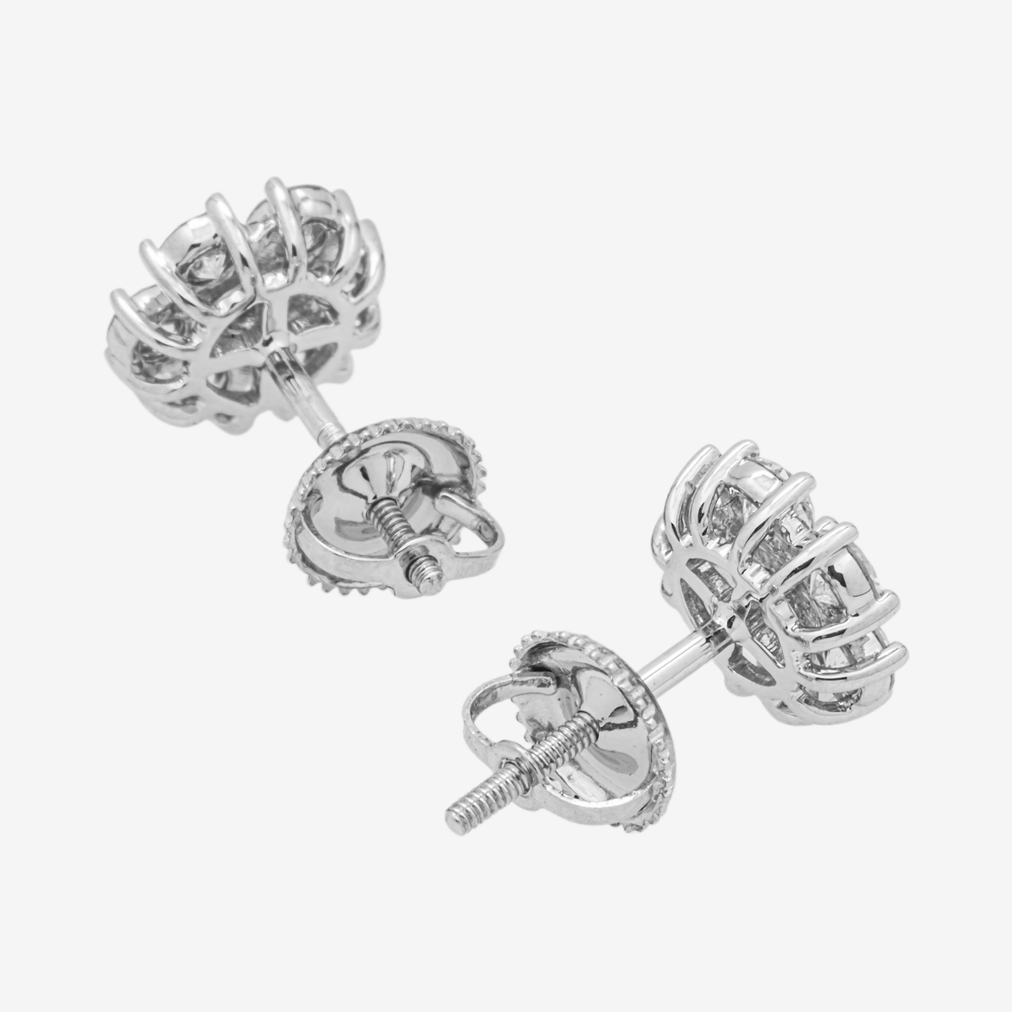 WHITE 1.4CT DIAMOND CLUSTER EARRINGS