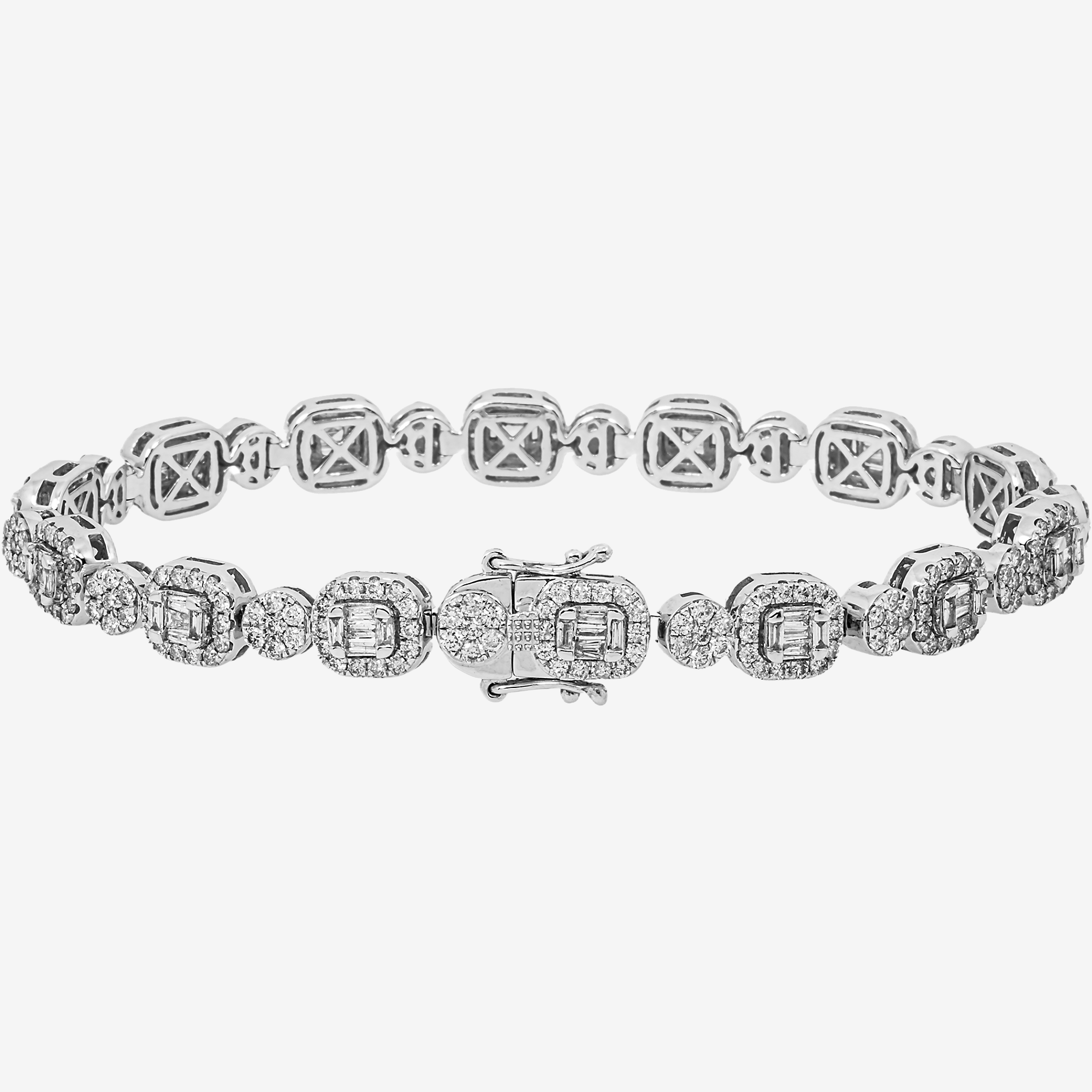 14K 8" / 8MM BAGGUETTE LINK BRACELET WITH 8.5CT DIAMONDS