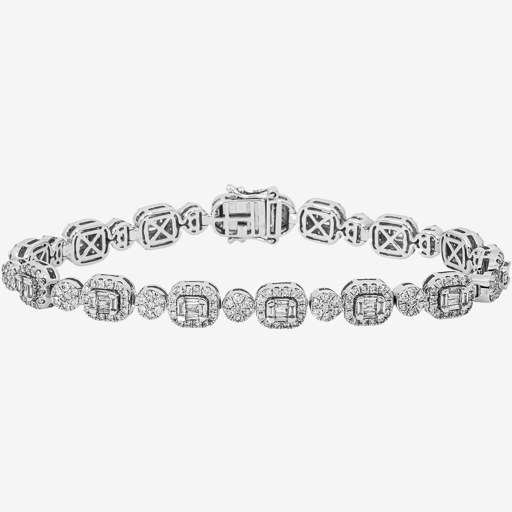 14K 8" / 8MM BAGGUETTE LINK BRACELET WITH 8.5CT DIAMONDS