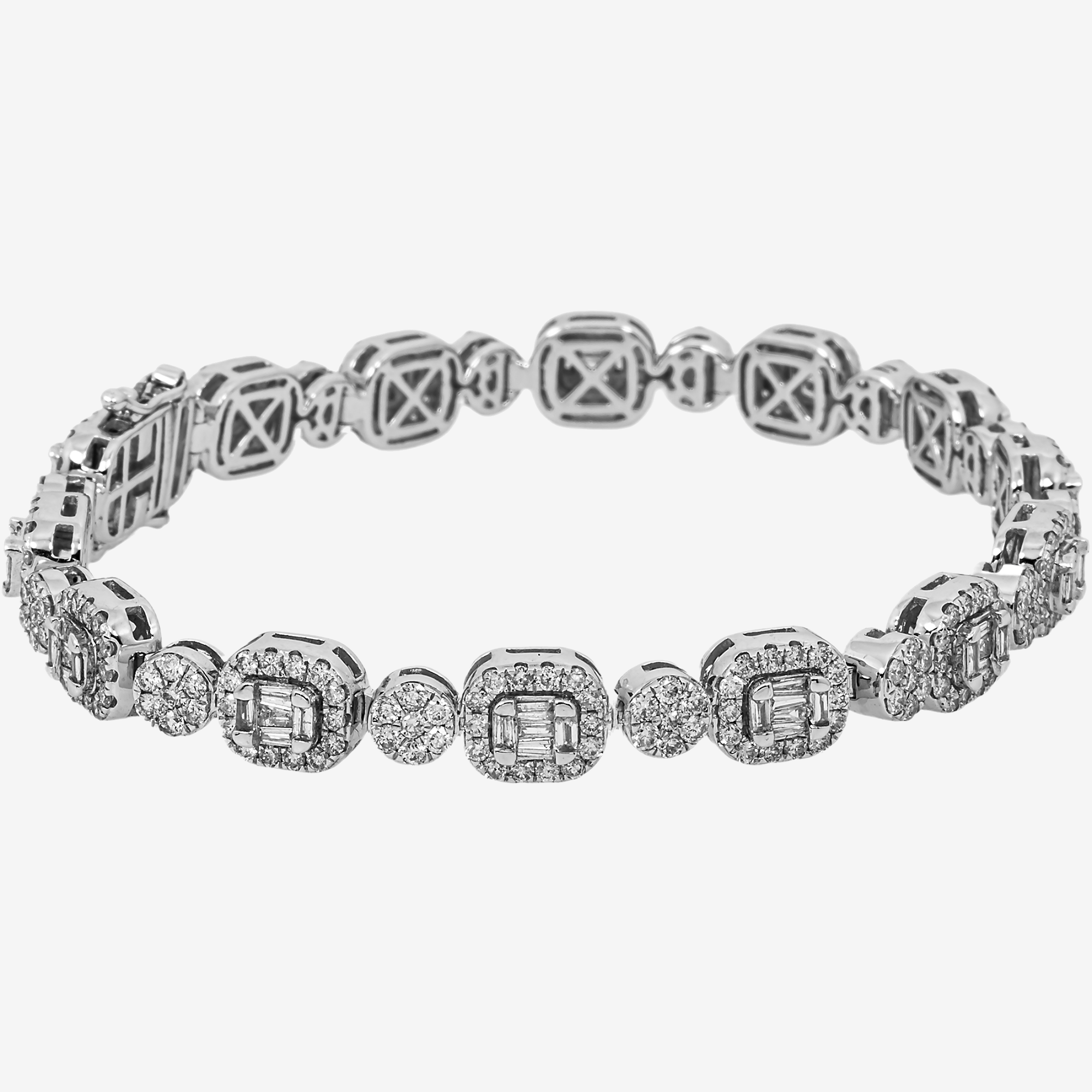 14K 8" / 8MM BAGGUETTE LINK BRACELET WITH 8.5CT DIAMONDS