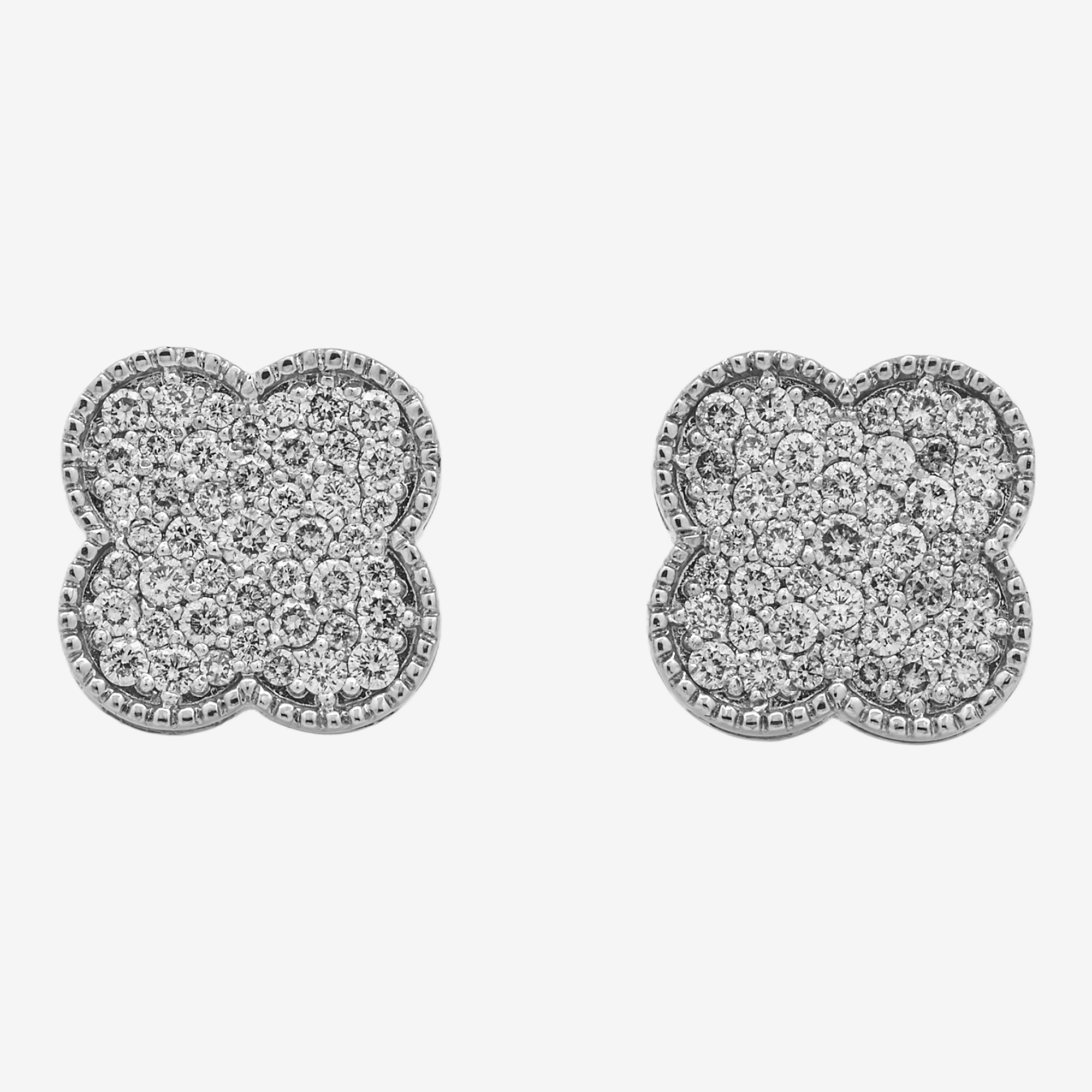 WHITE .75CT DIAMOND CLOVER EARRINGS