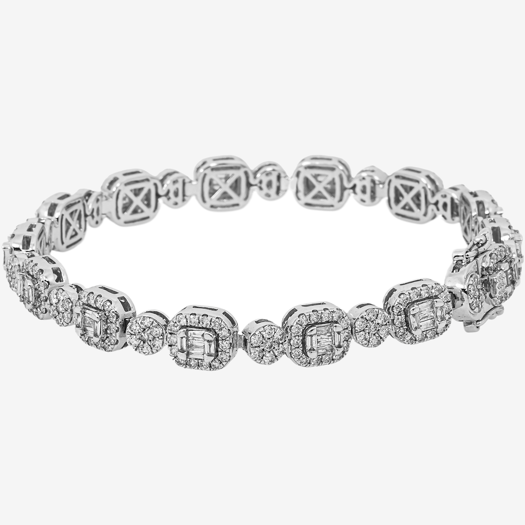 14K 8" / 8MM BAGGUETTE LINK BRACELET WITH 8.5CT DIAMONDS