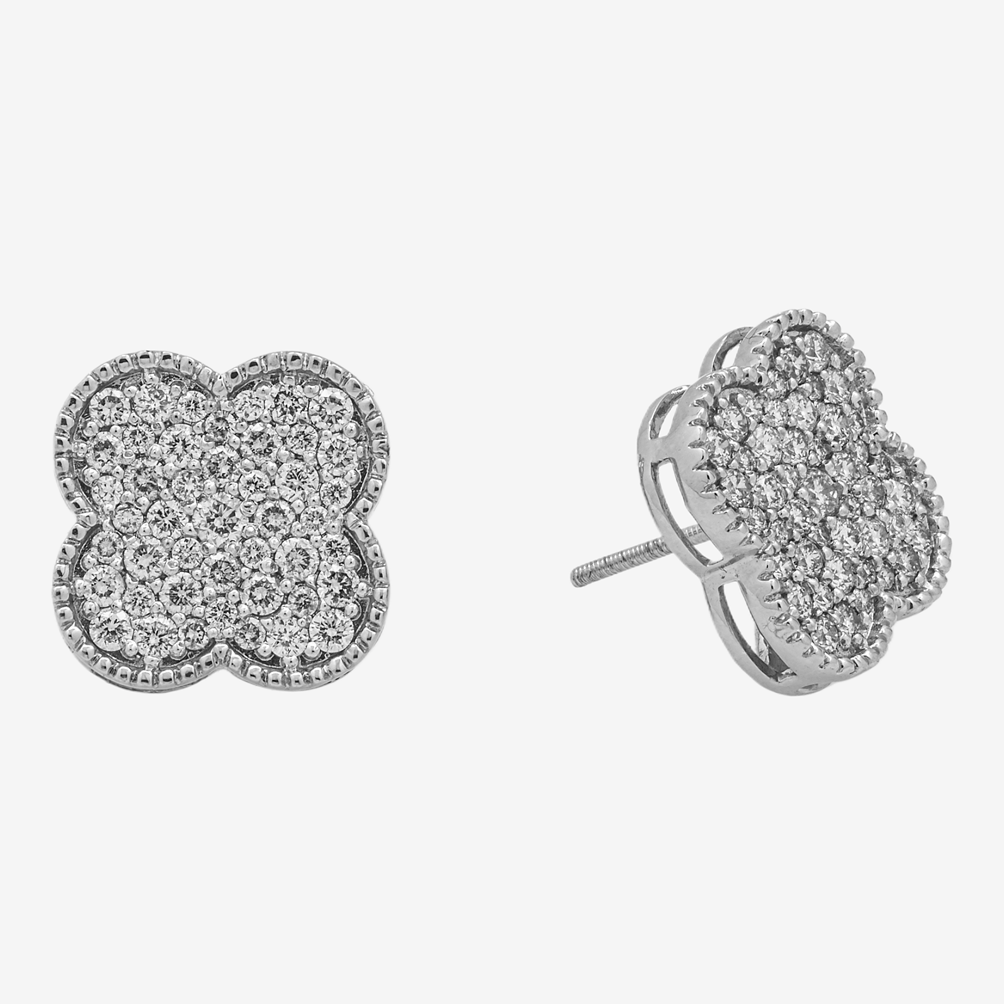 WHITE .75CT DIAMOND CLOVER EARRINGS