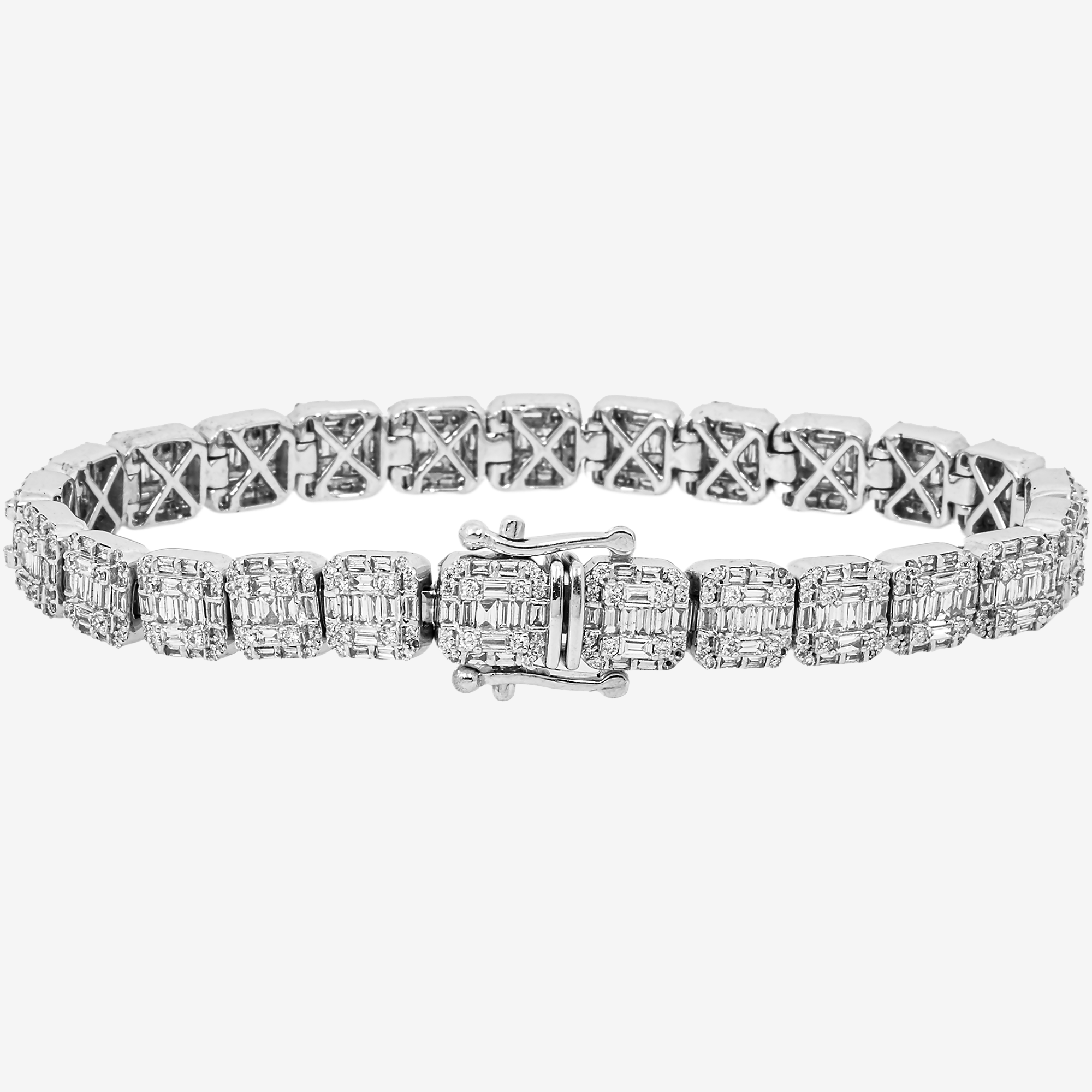 14K 8" / 8MM BAGGUETTE LINK BRACELET WITH 21CT DIAMONDS