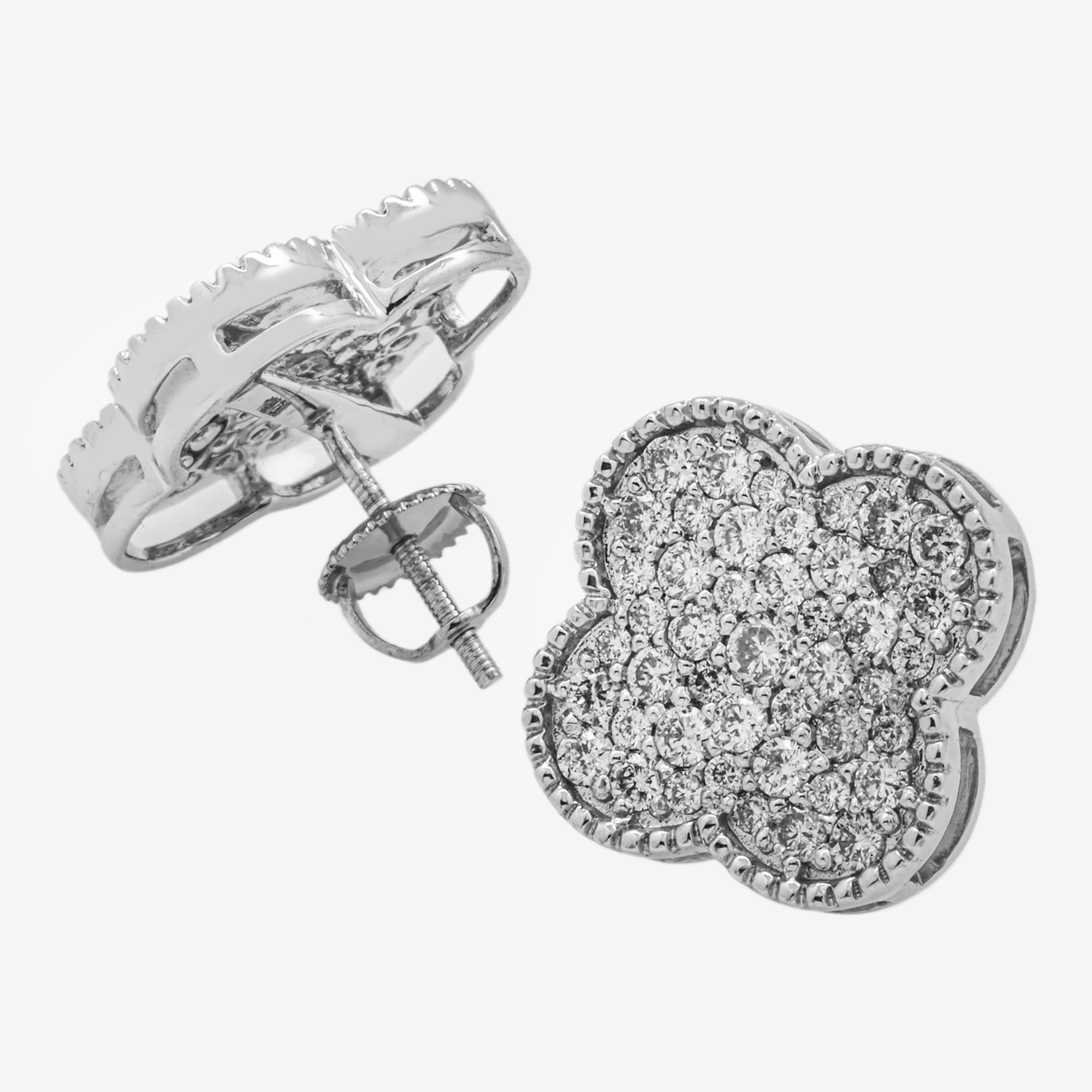 WHITE .75CT DIAMOND CLOVER EARRINGS
