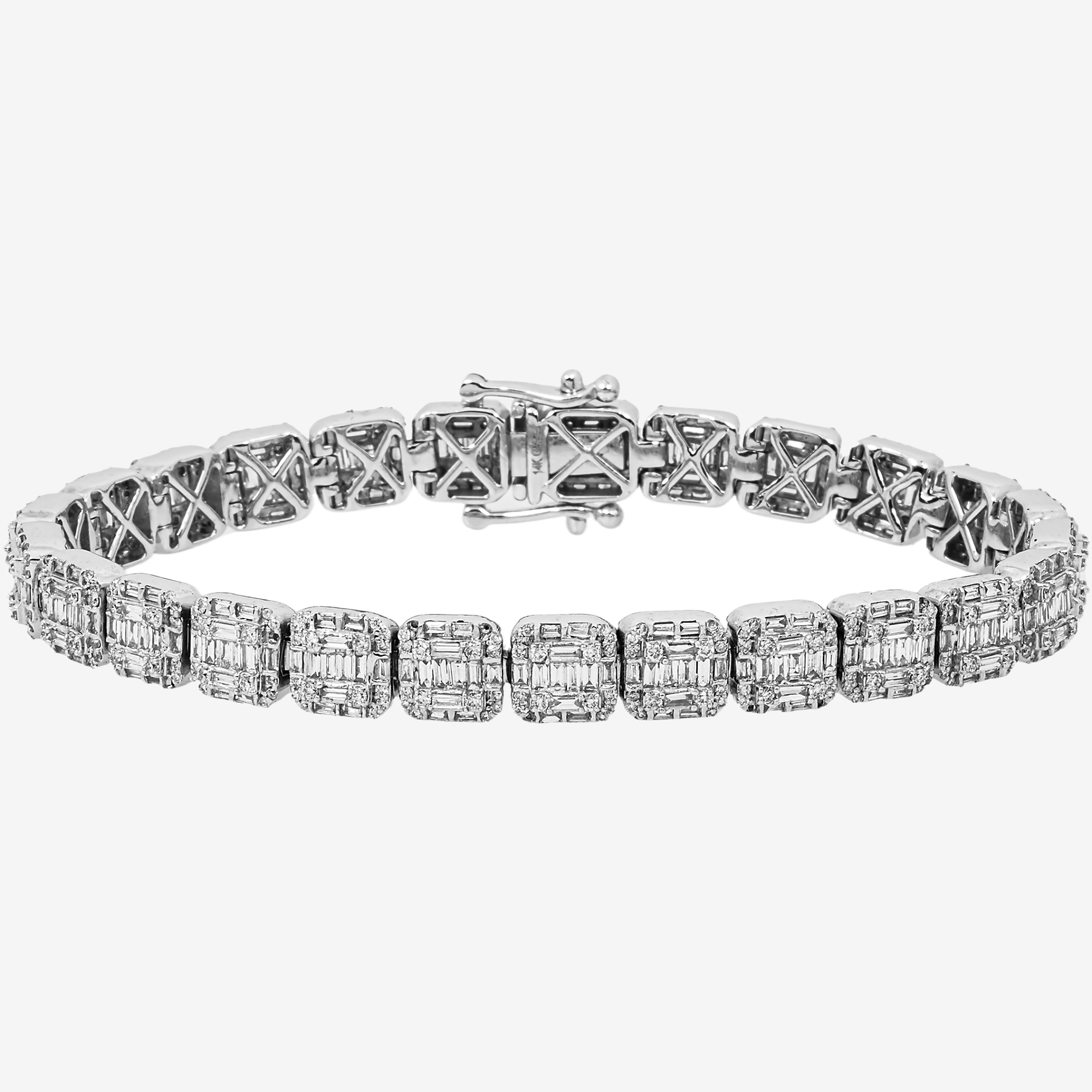 14K 8" / 8MM BAGGUETTE LINK BRACELET WITH 21CT DIAMONDS