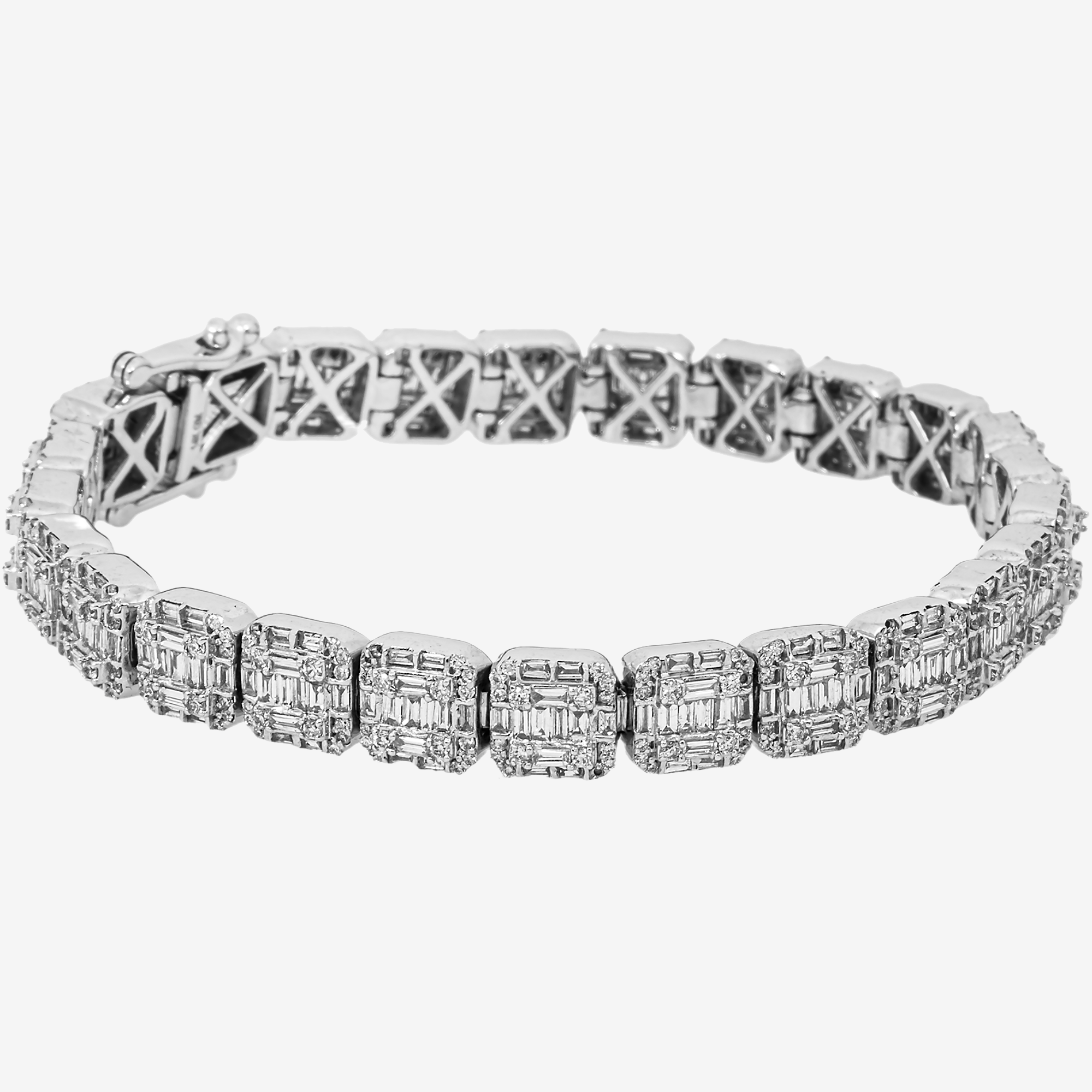 14K 8" / 8MM BAGGUETTE LINK BRACELET WITH 21CT DIAMONDS
