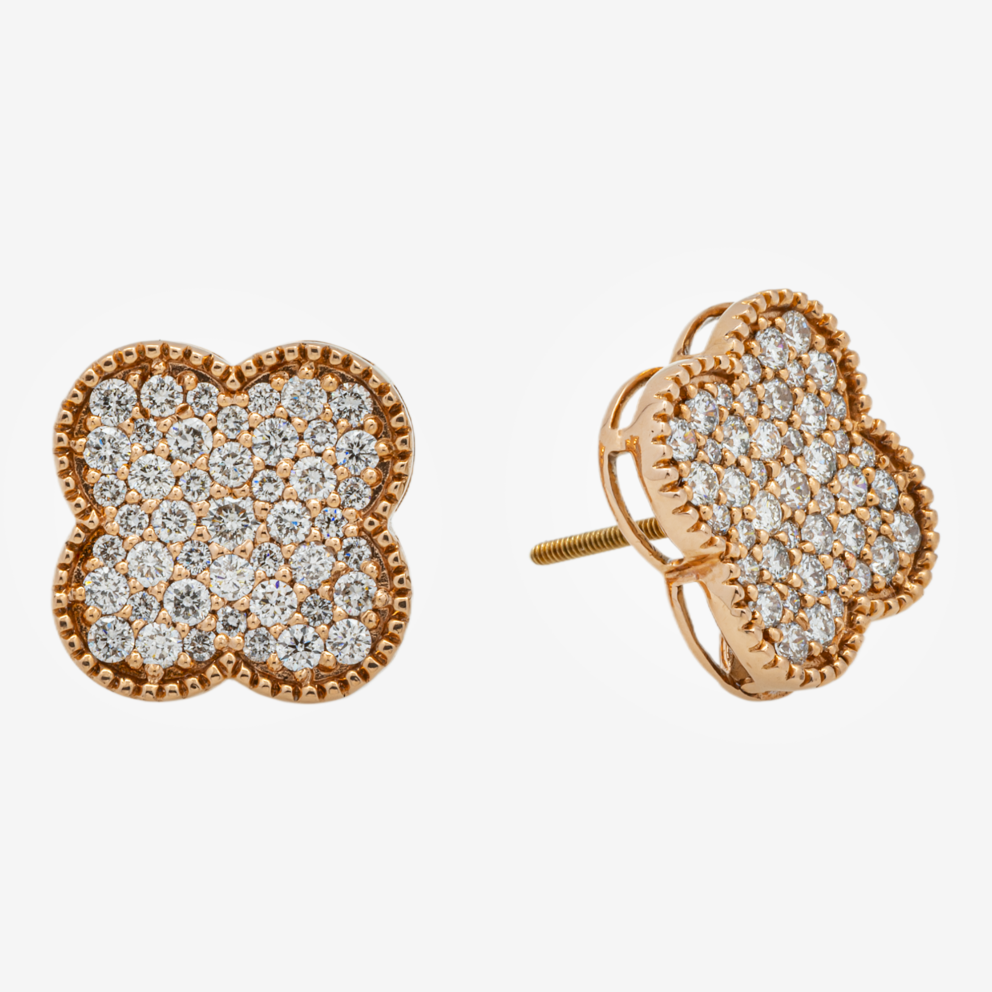 ROSE .75CT DIAMOND CLOVER EARRINGS
