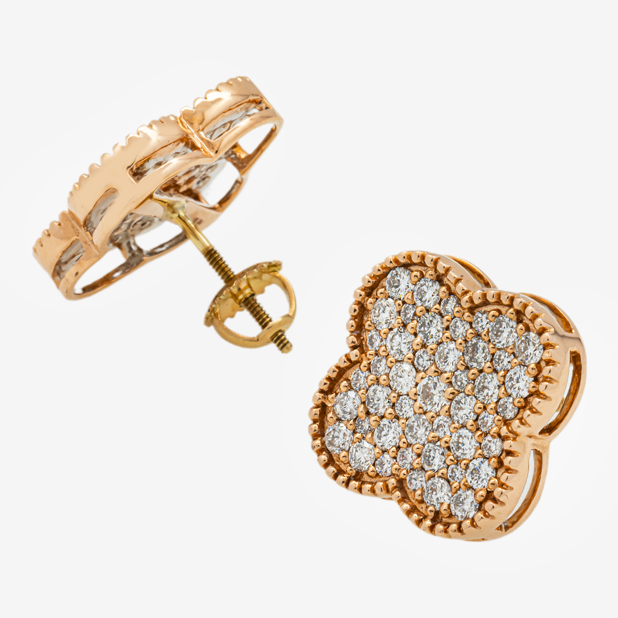 ROSE .75CT DIAMOND CLOVER EARRINGS