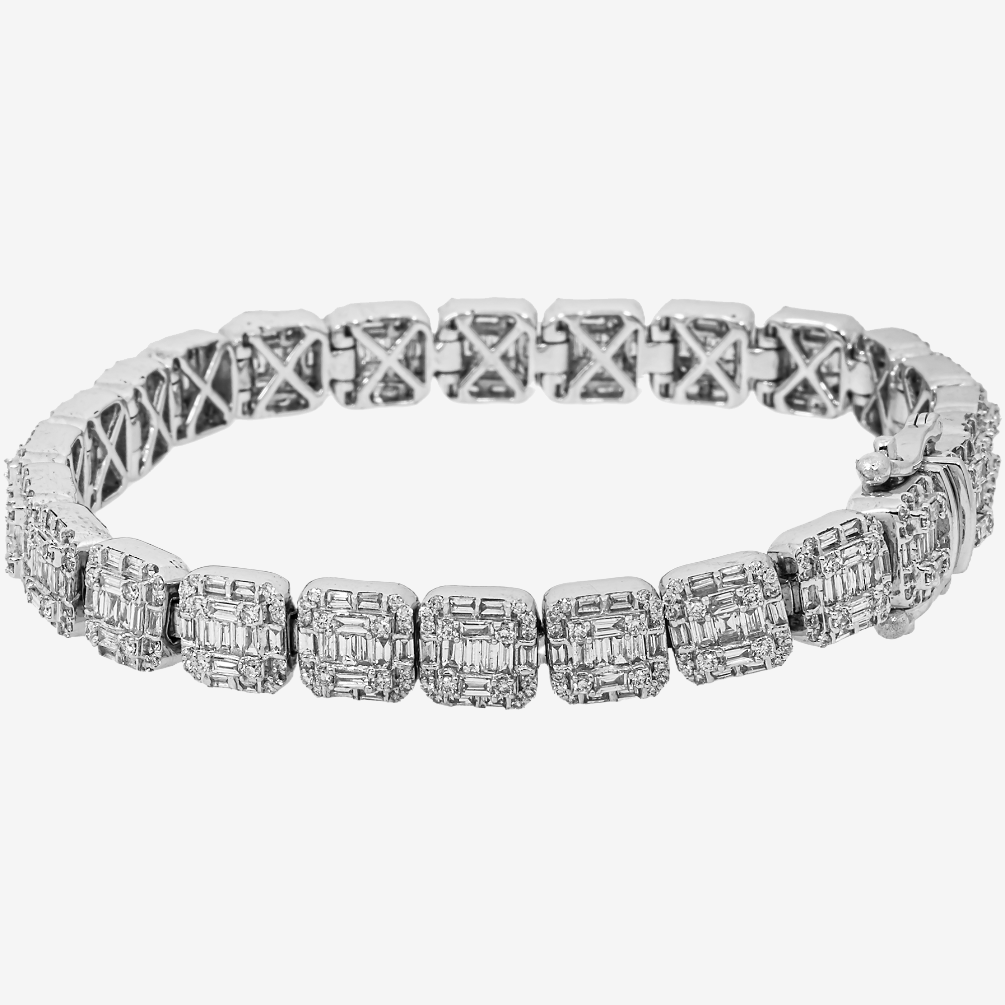 14K 8" / 8MM BAGGUETTE LINK BRACELET WITH 21CT DIAMONDS