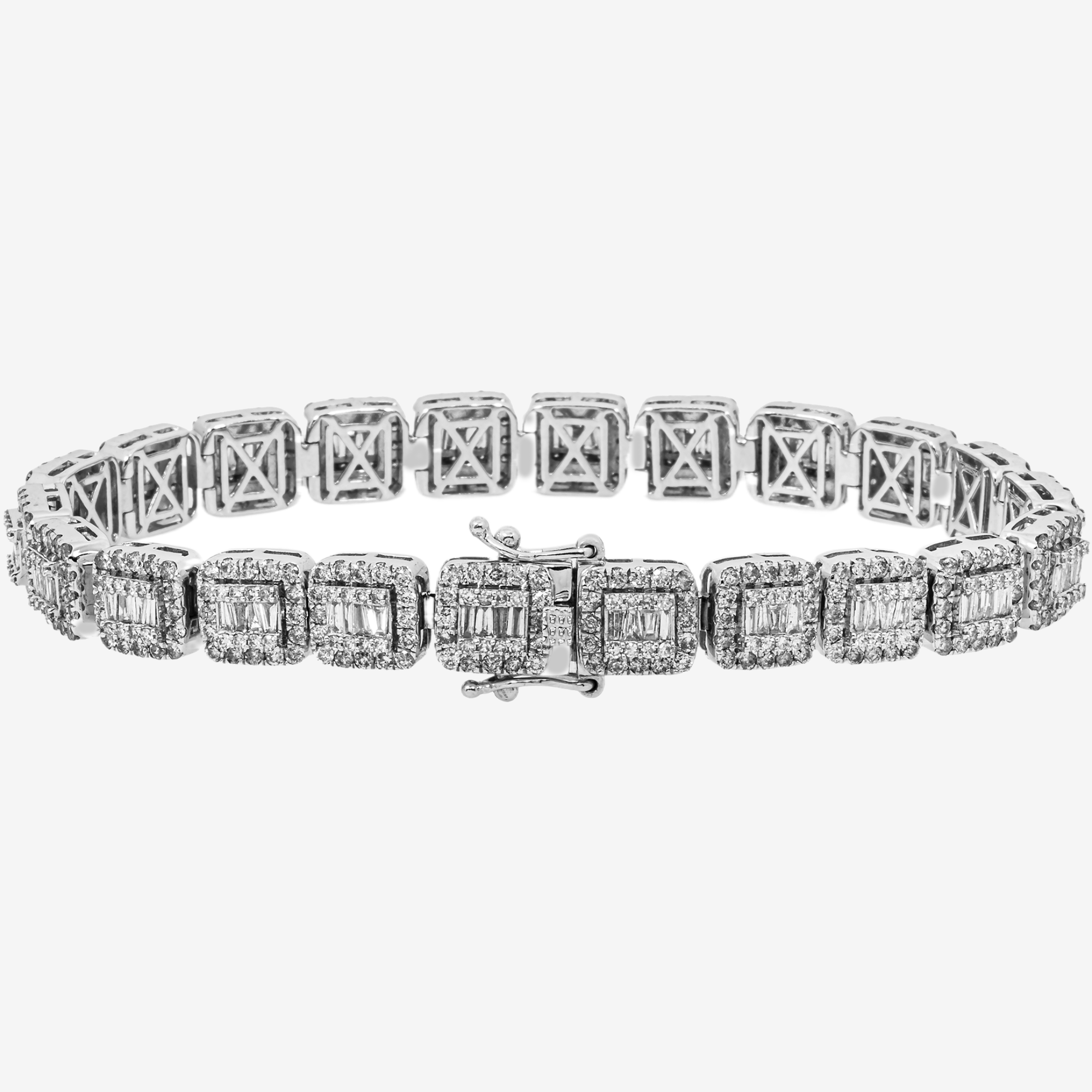 14K 8.25" / 9MM BAGGUETTE LINK BRACELET WITH 9CT DIAMONDS