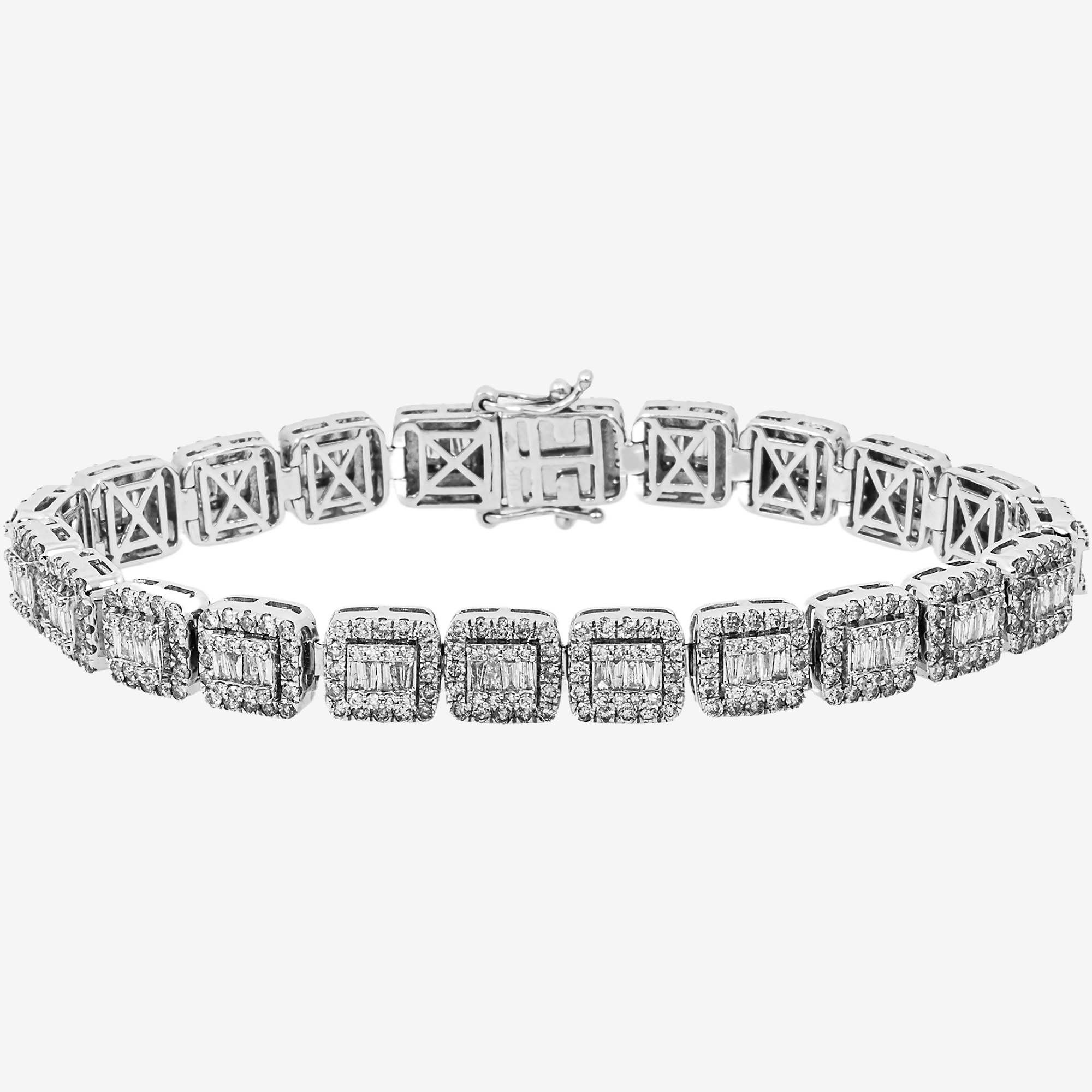 14K 8.25" / 9MM BAGGUETTE LINK BRACELET WITH 9CT DIAMONDS
