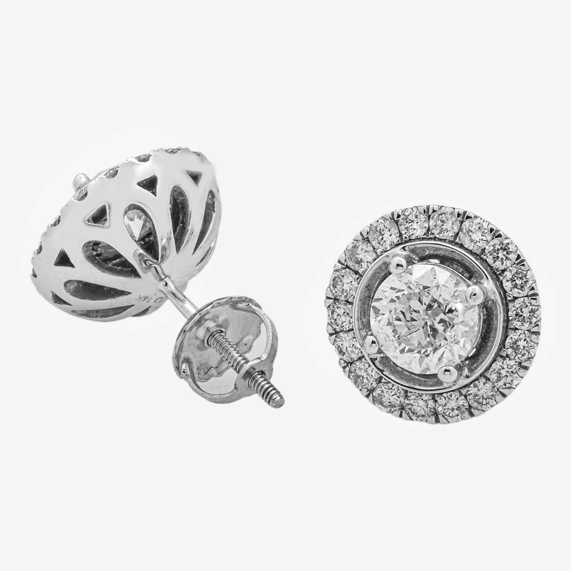 WHITE 2CT DIAMOND ROUND EARRINGS
