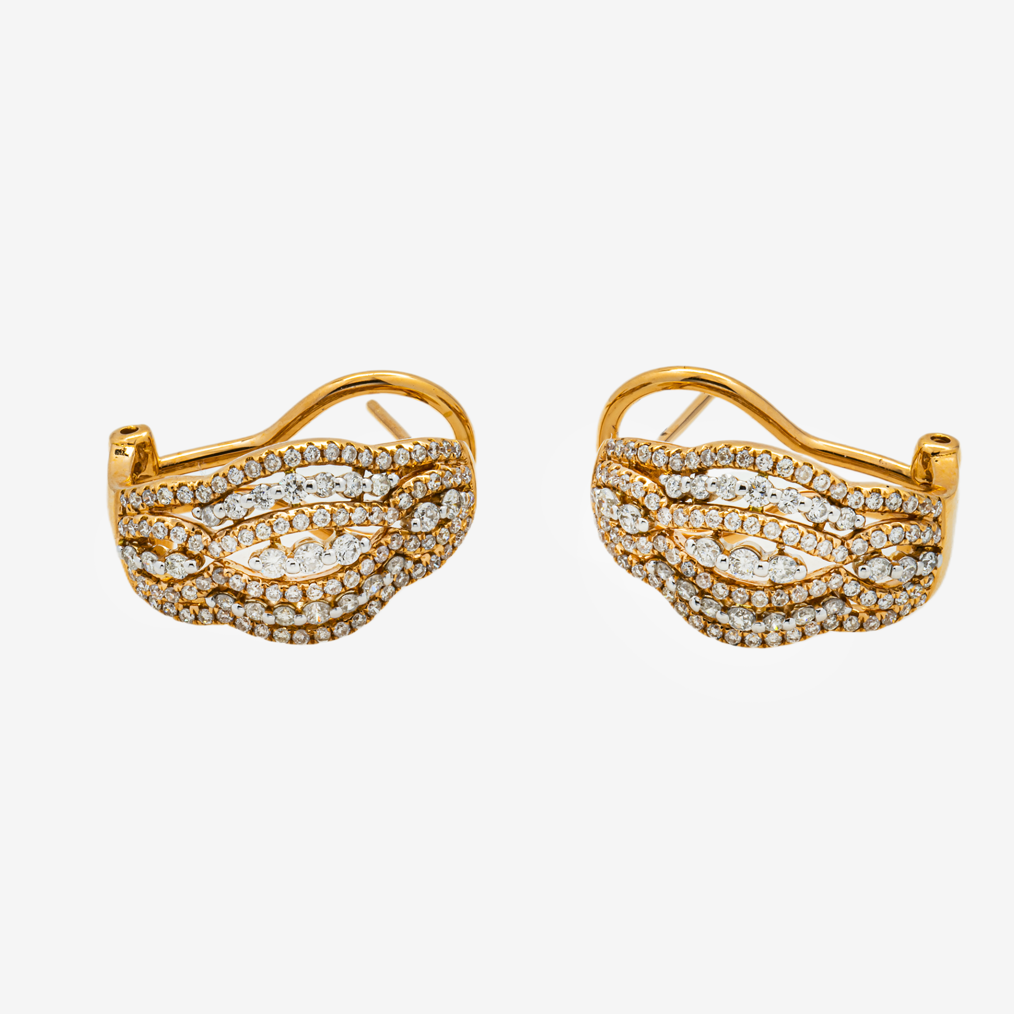 TWO TONE ROSE 1.06CT DIAMOND LOOP EARRINGS