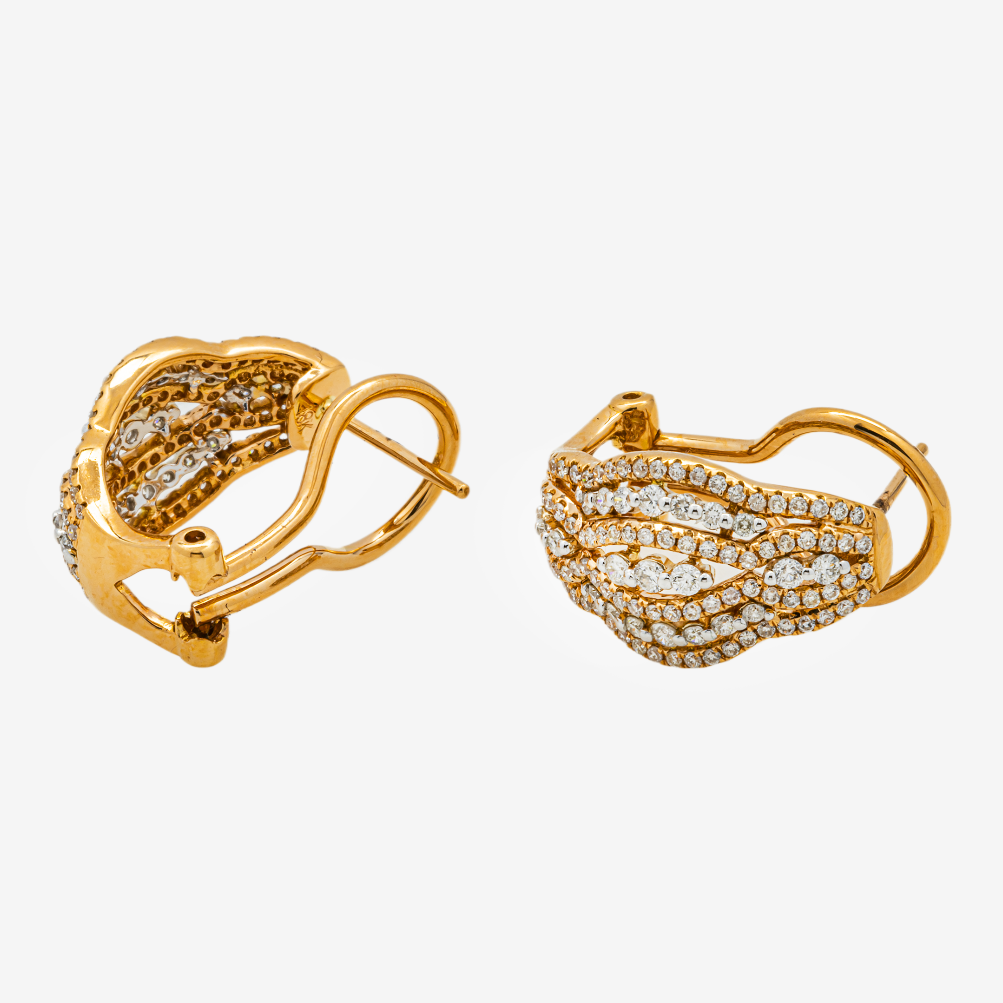 TWO TONE ROSE 1.06CT DIAMOND LOOP EARRINGS