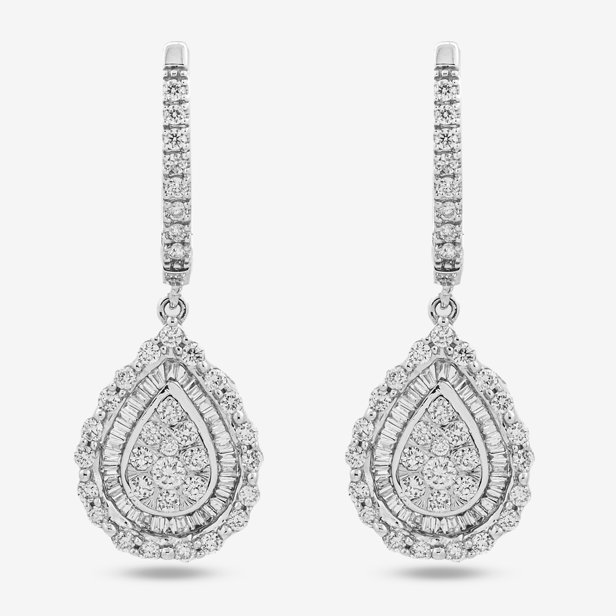 PEAR SHAPED DIAMOND HALO DROP EARRINGS (DETAILS)
