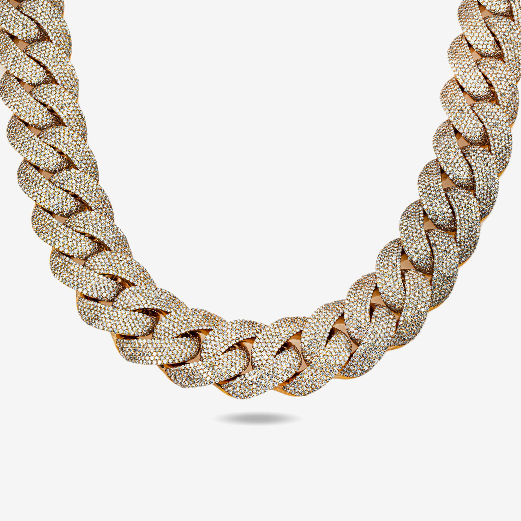 14K YG MIAMI CUBAN LINK FULL DIAMOND KILO CHAIN (DETAILS) (Copy)