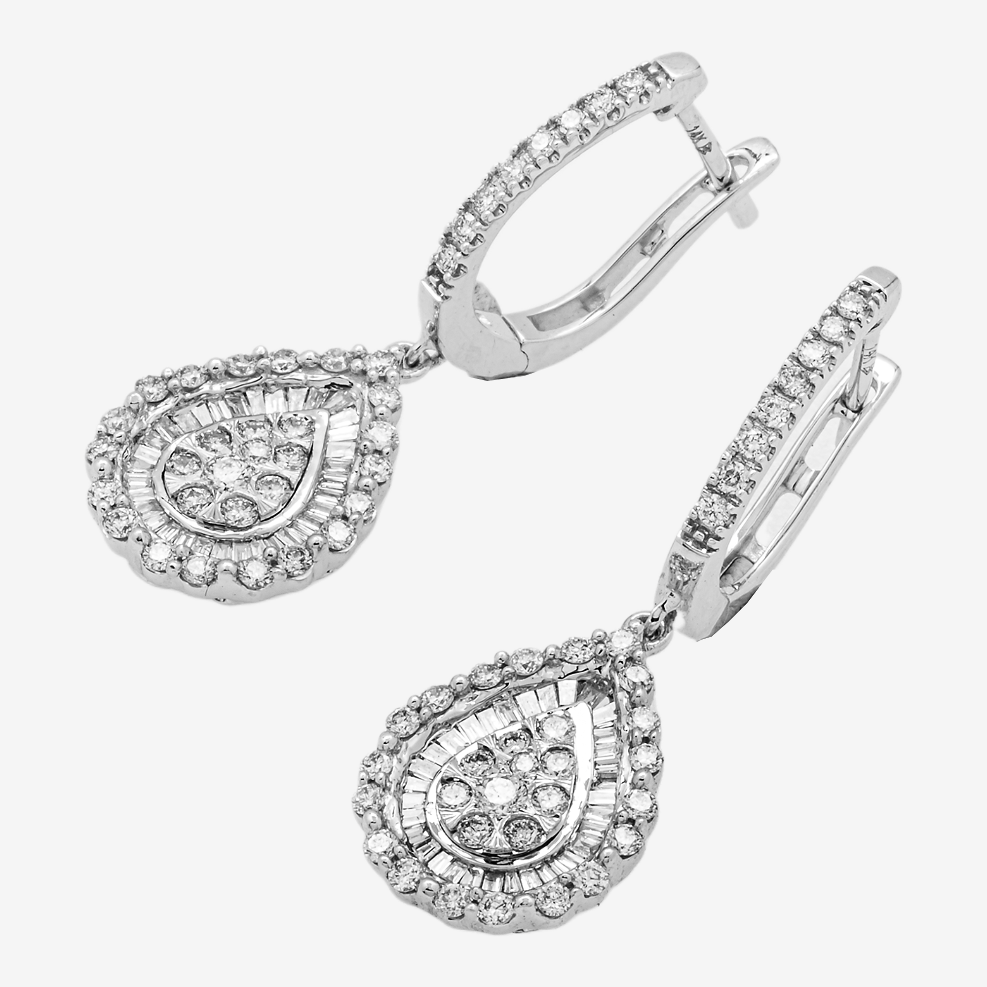 PEAR SHAPED DIAMOND HALO DROP EARRINGS (DETAILS)