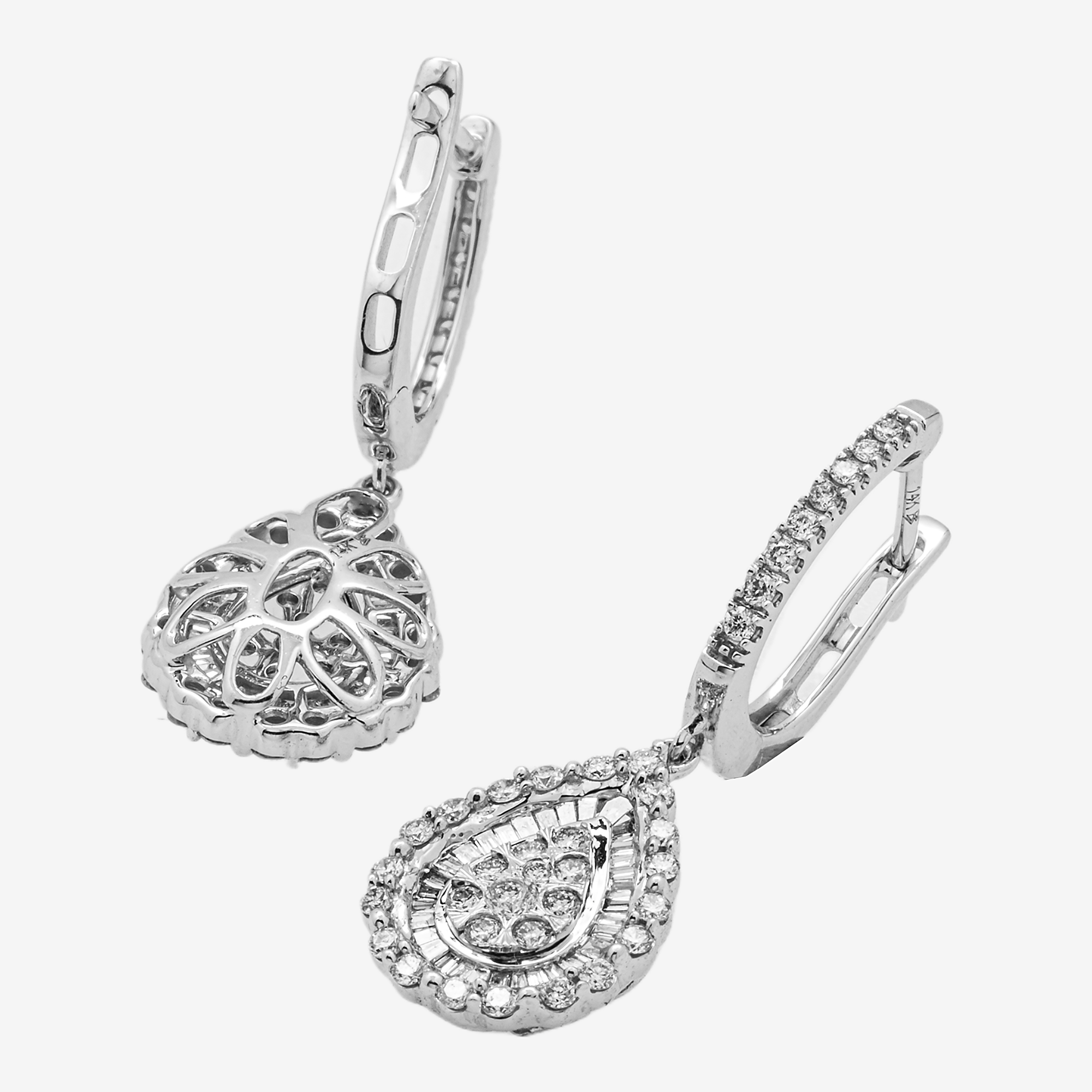 PEAR SHAPED DIAMOND HALO DROP EARRINGS (DETAILS)