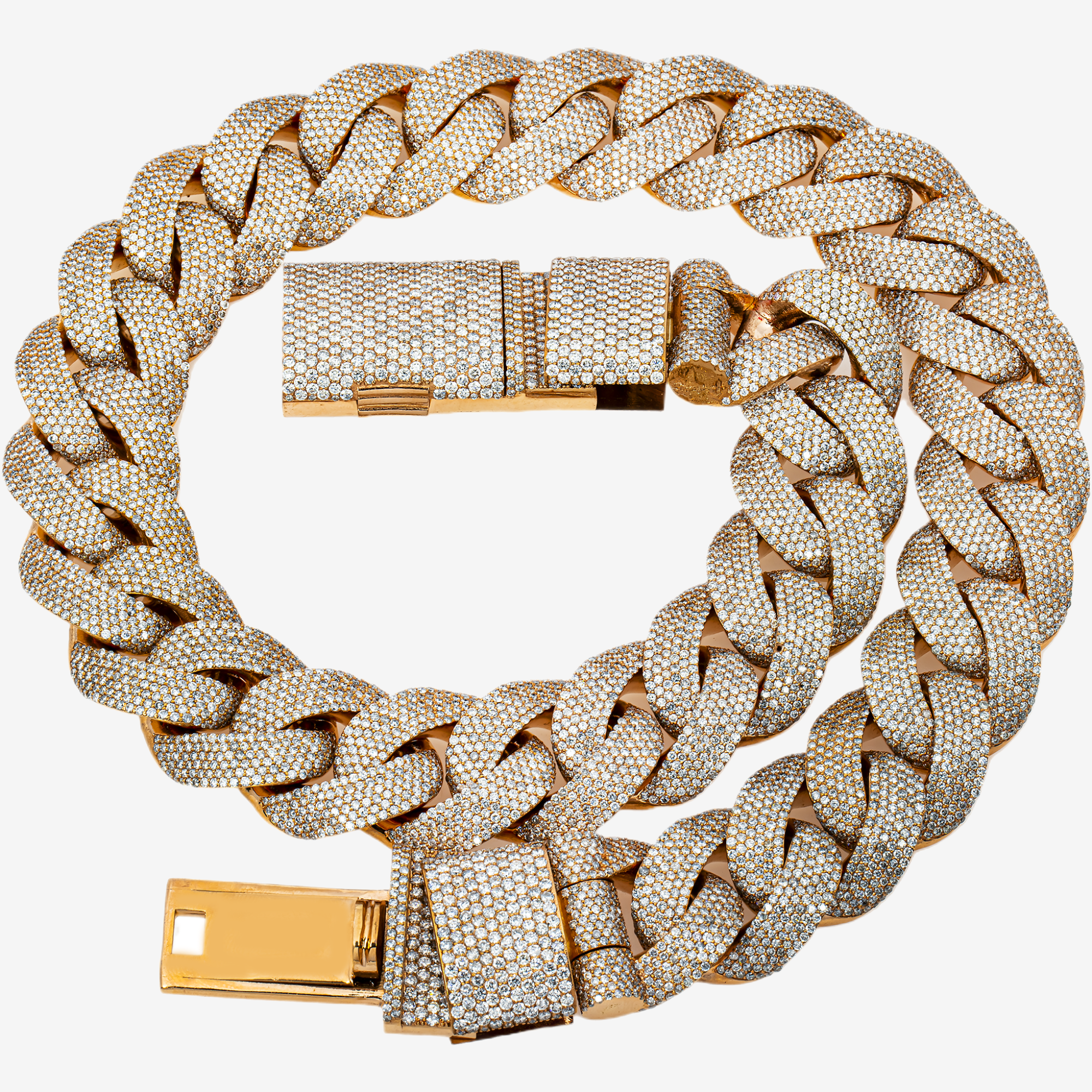 14K YG MIAMI CUBAN LINK FULL DIAMOND KILO CHAIN (DETAILS) (Copy)
