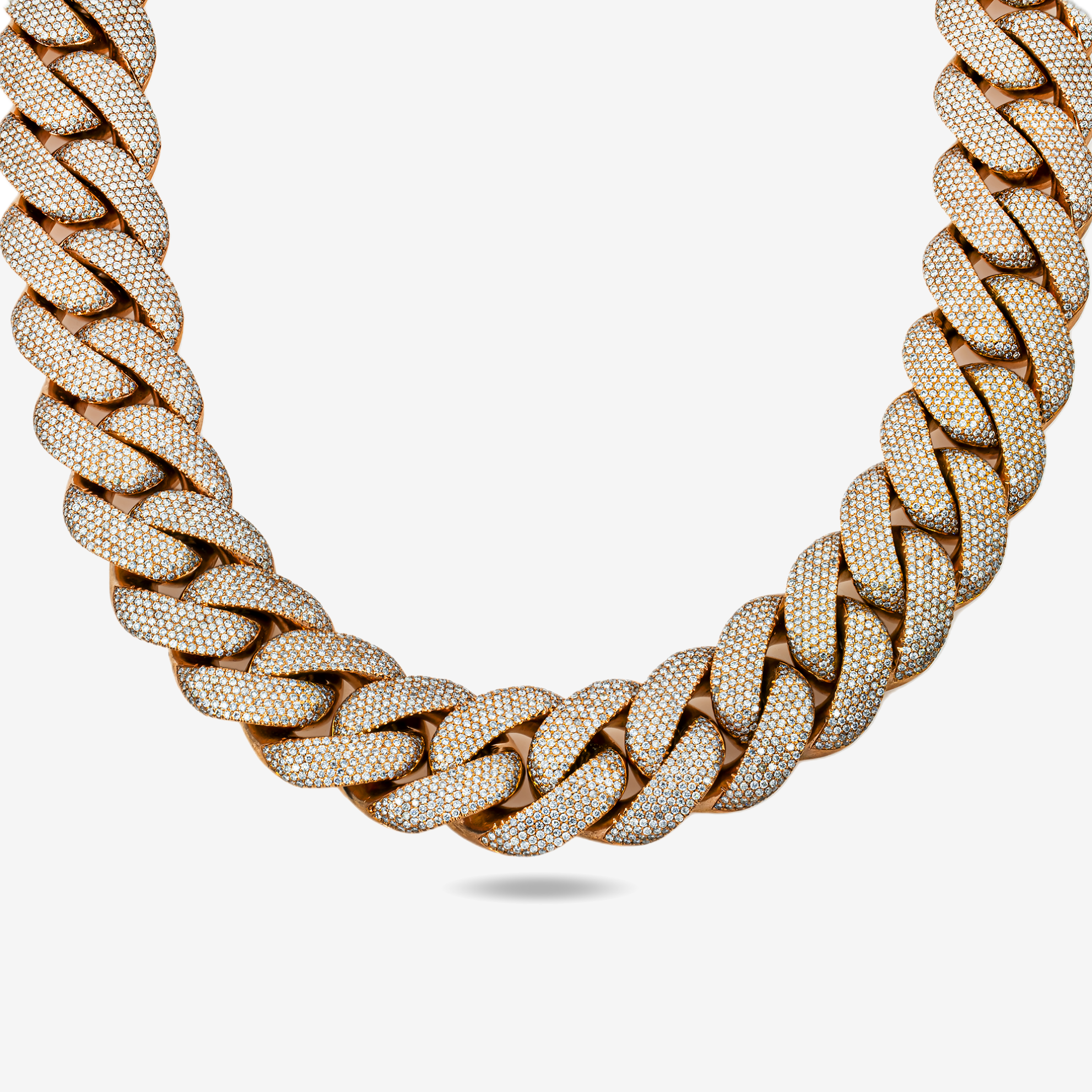 14K RG MIAMI CUBAN LINK FULL DIAMOND HALF KILO CHAIN (DETAILS)