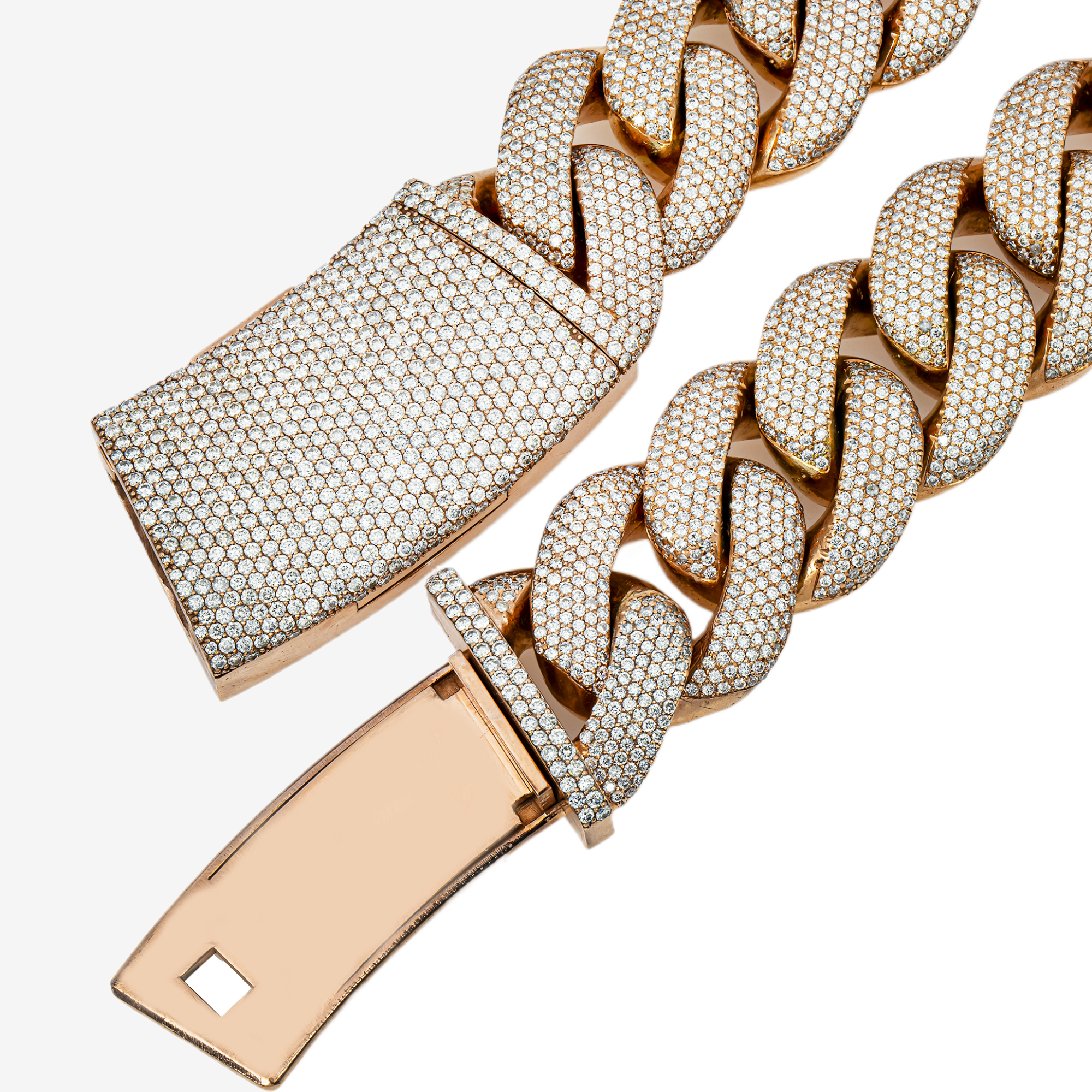 14K RG MIAMI CUBAN LINK FULL DIAMOND HALF KILO CHAIN (DETAILS)